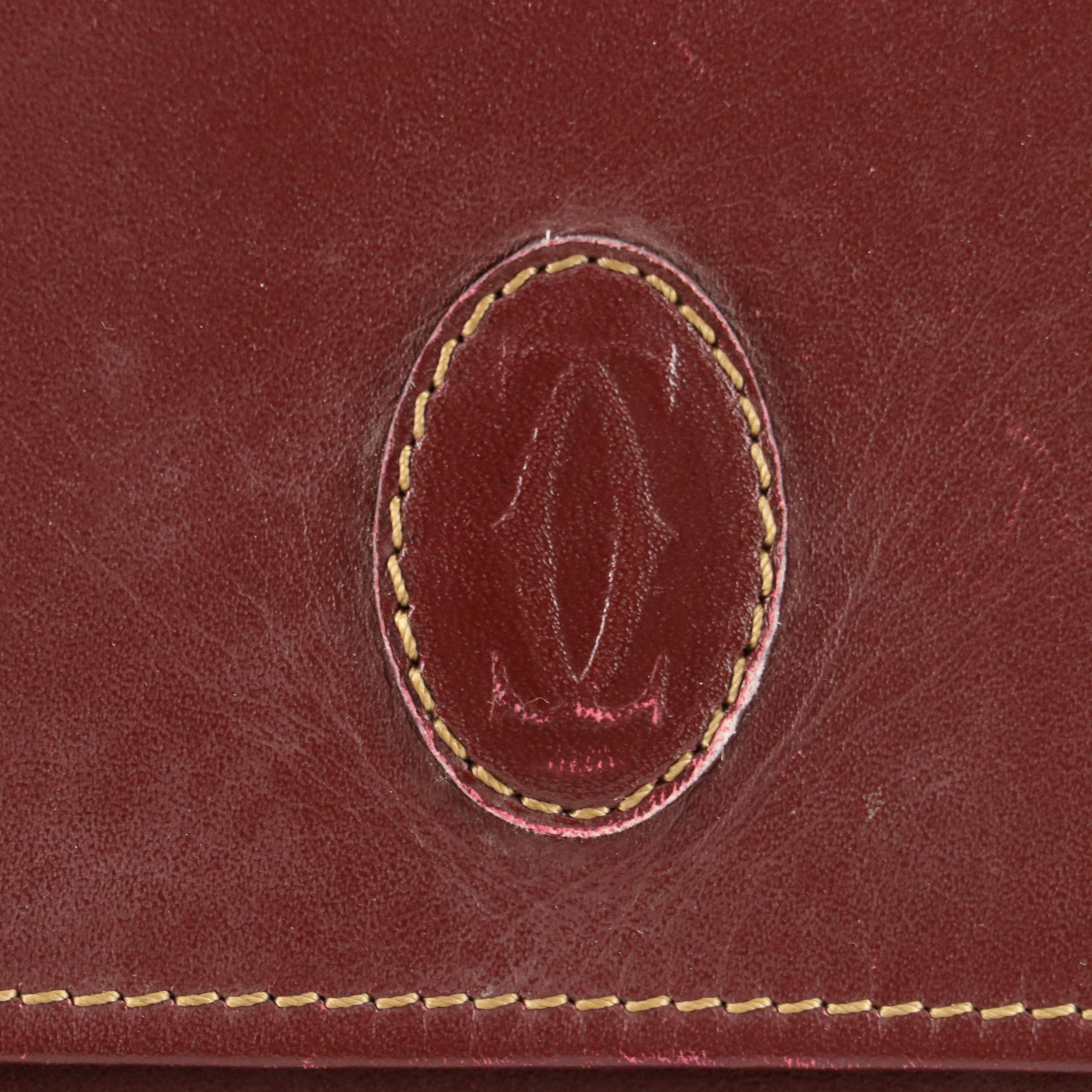 Must de Cartier Front-Flap Clutch in Burgundy Leather