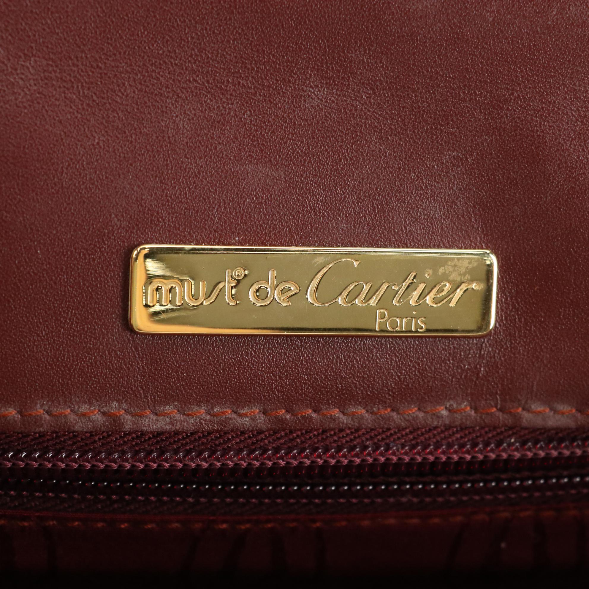 Must de Cartier Front-Flap Clutch in Burgundy Leather
