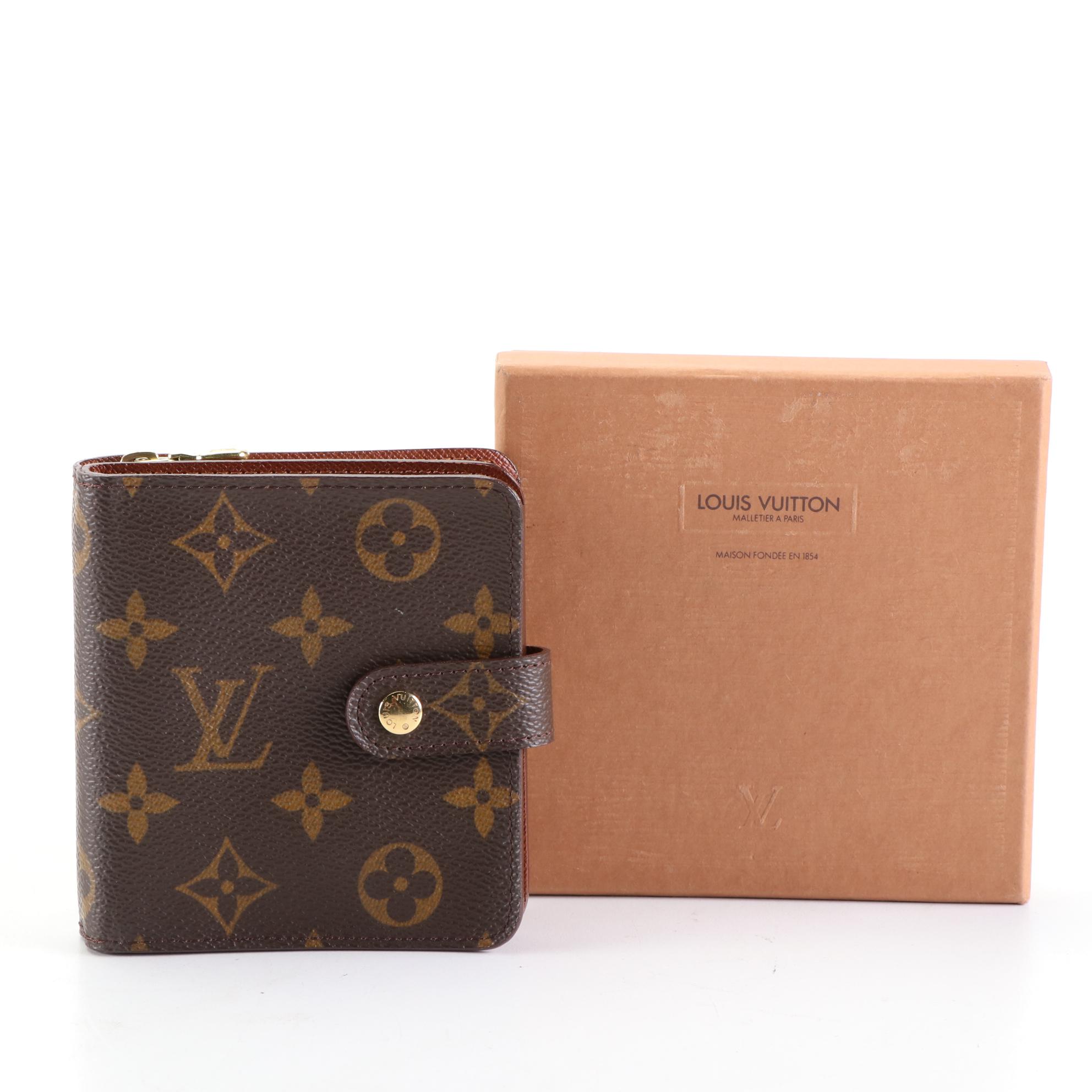 Louis Vuitton Compact Zip Bifold Wallet in Monogram Canvas with Box