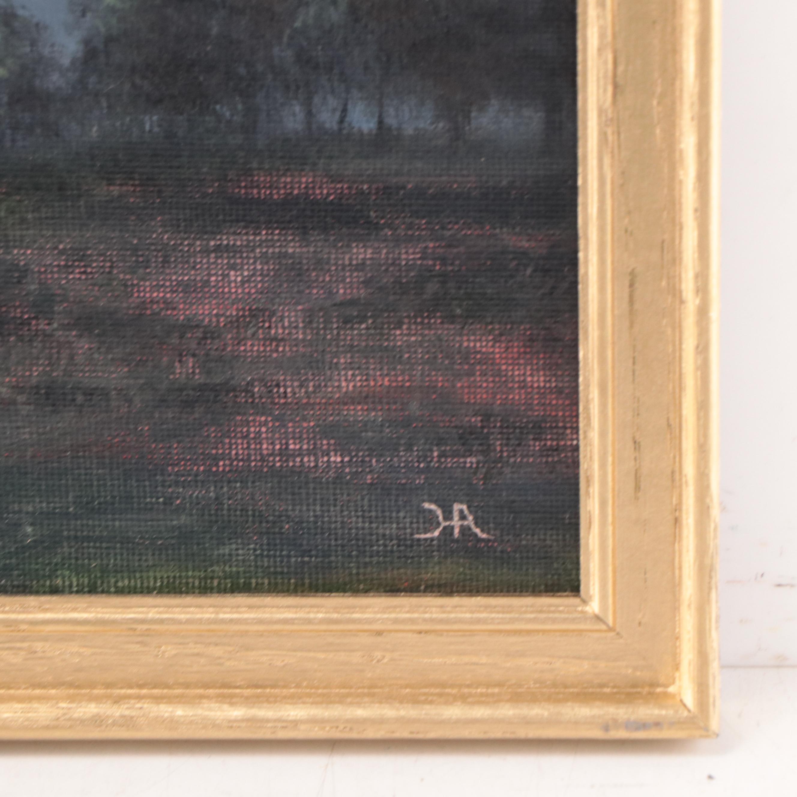 Houra H. Alghizzi Nocturne Landscape Oil Painting "Falling Star," 2023