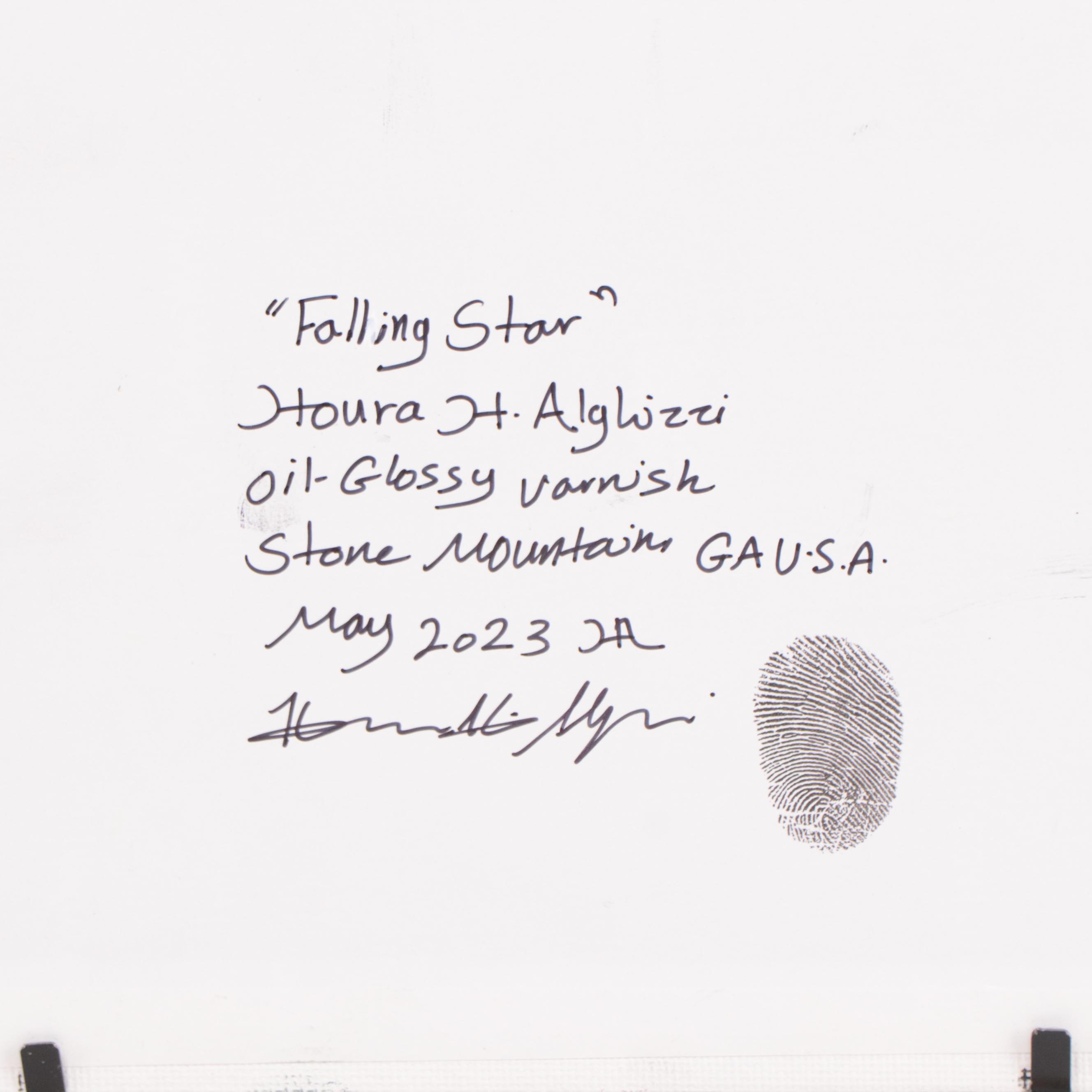 Houra H. Alghizzi Nocturne Landscape Oil Painting "Falling Star," 2023