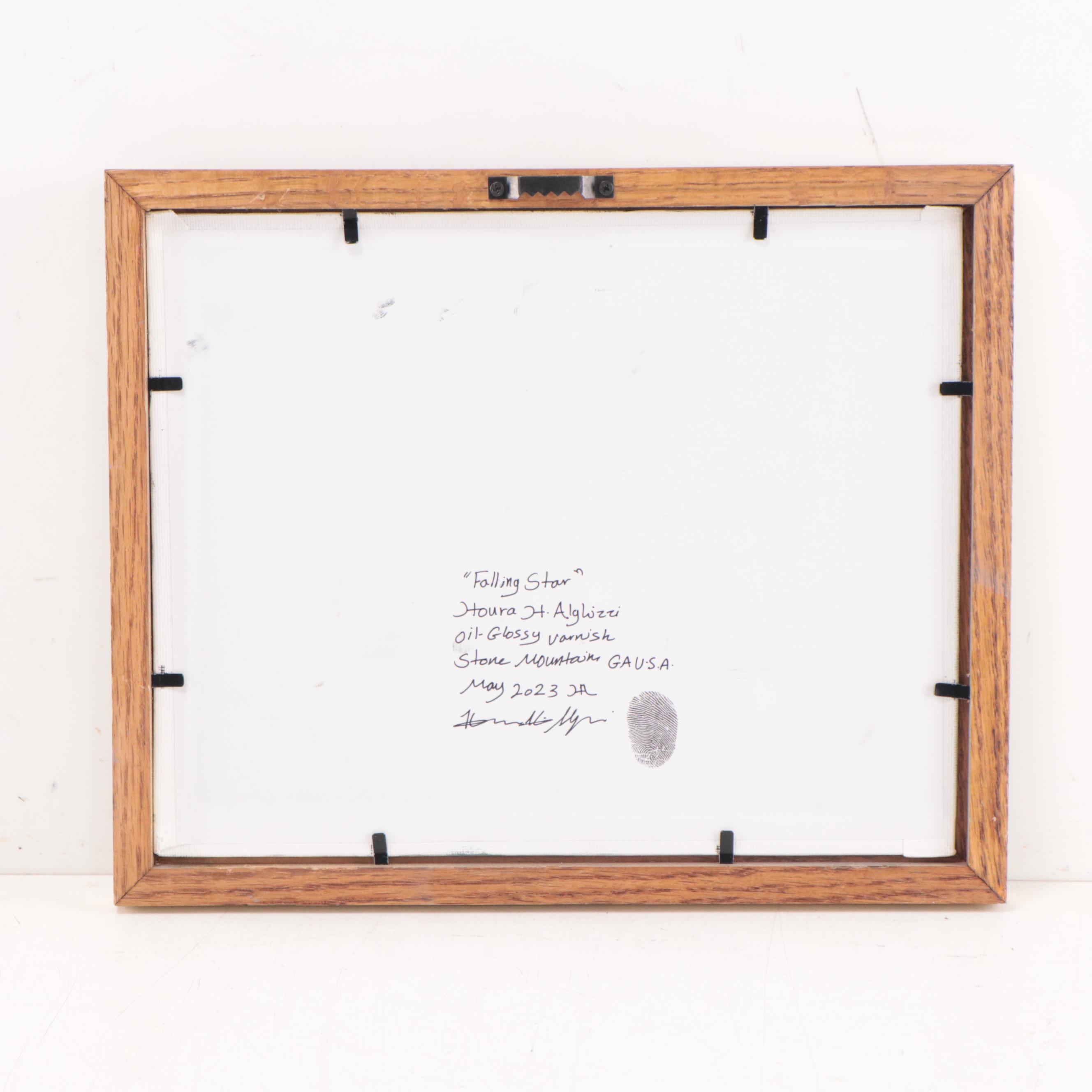 Houra H. Alghizzi Nocturne Landscape Oil Painting "Falling Star," 2023