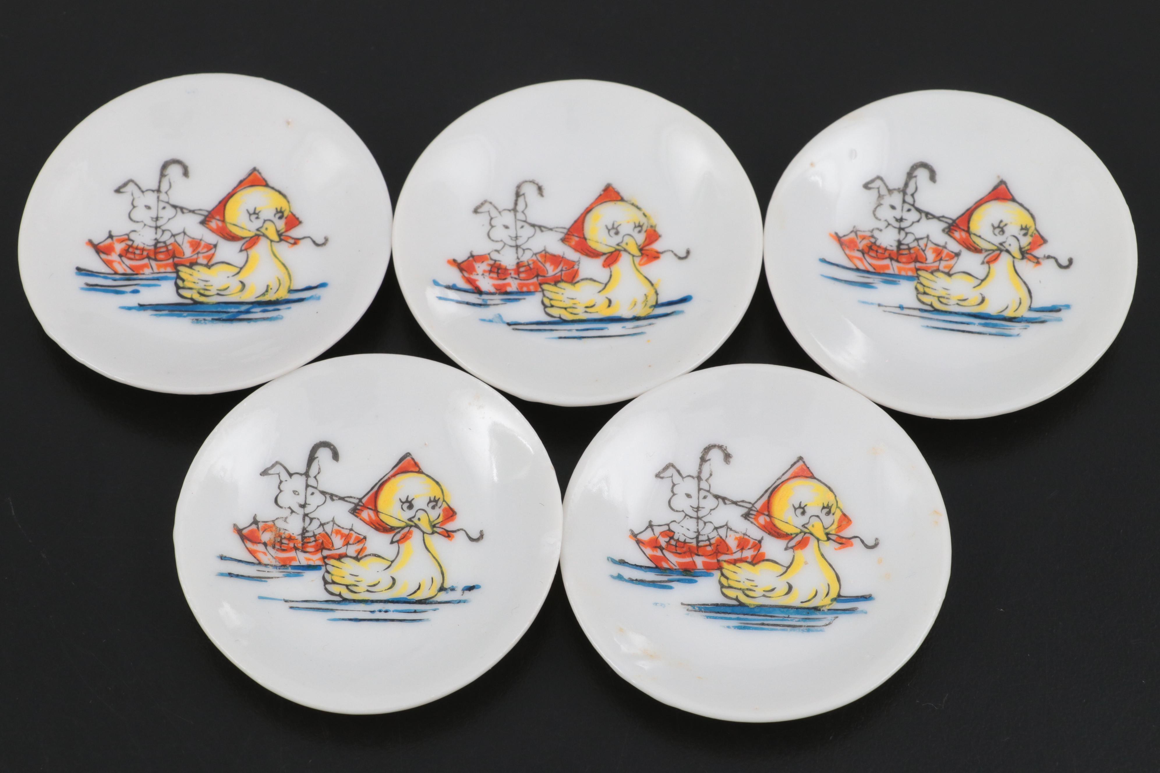 Children's Cold Painted Porcelain Tea Set, Early to Mid-20th Century