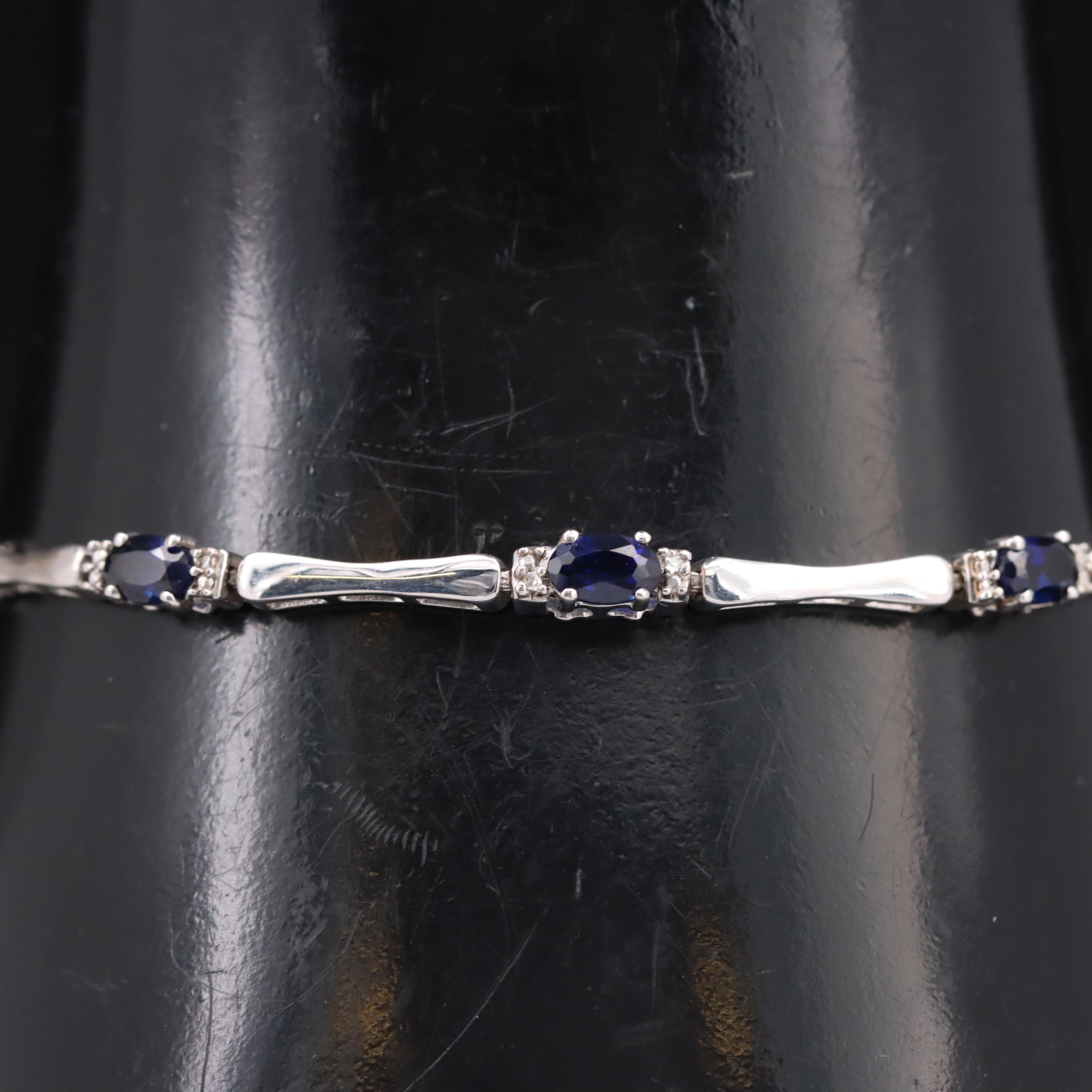 Sterling Sapphire and Diamond Bracelet