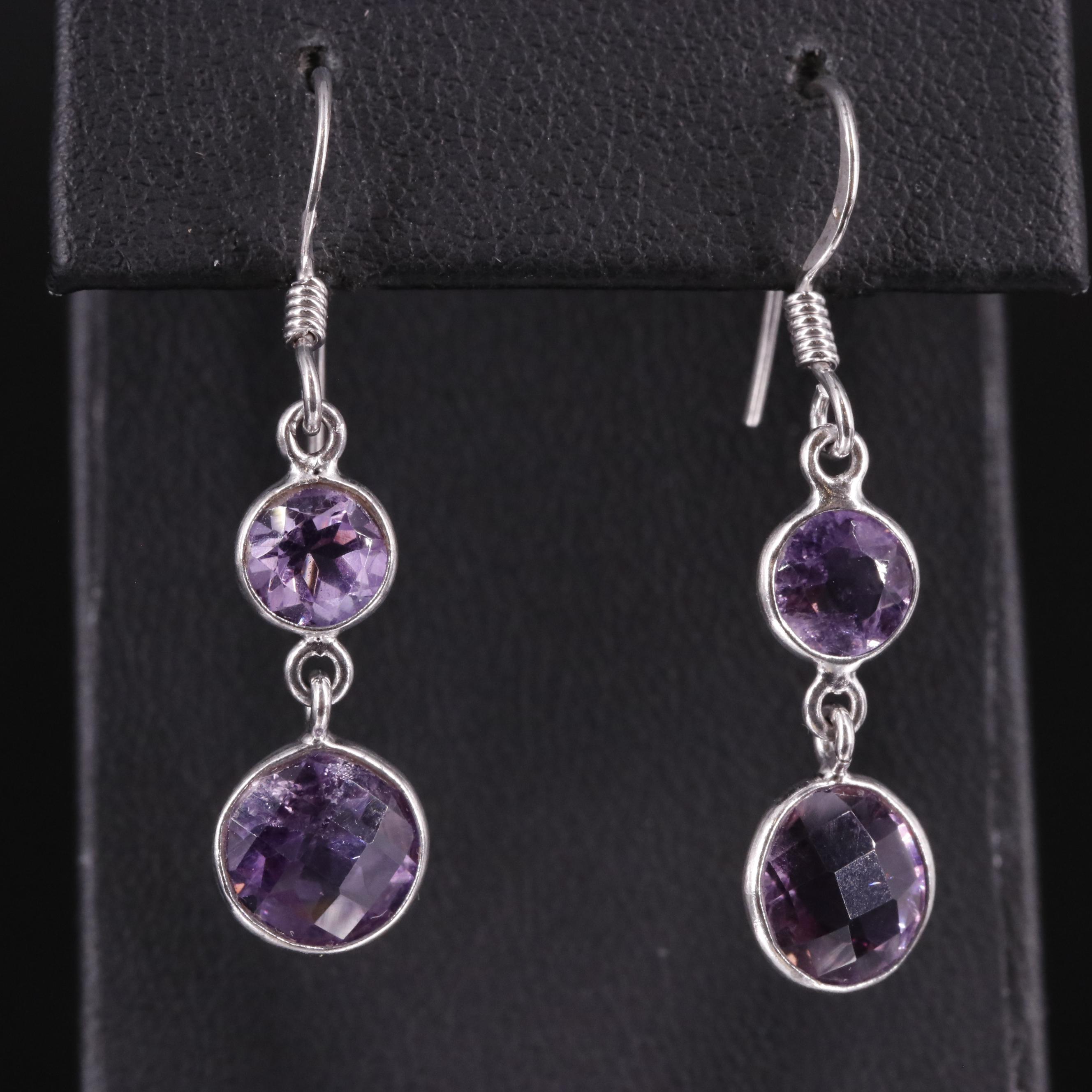 Sterling Amethyst Drop Earrings