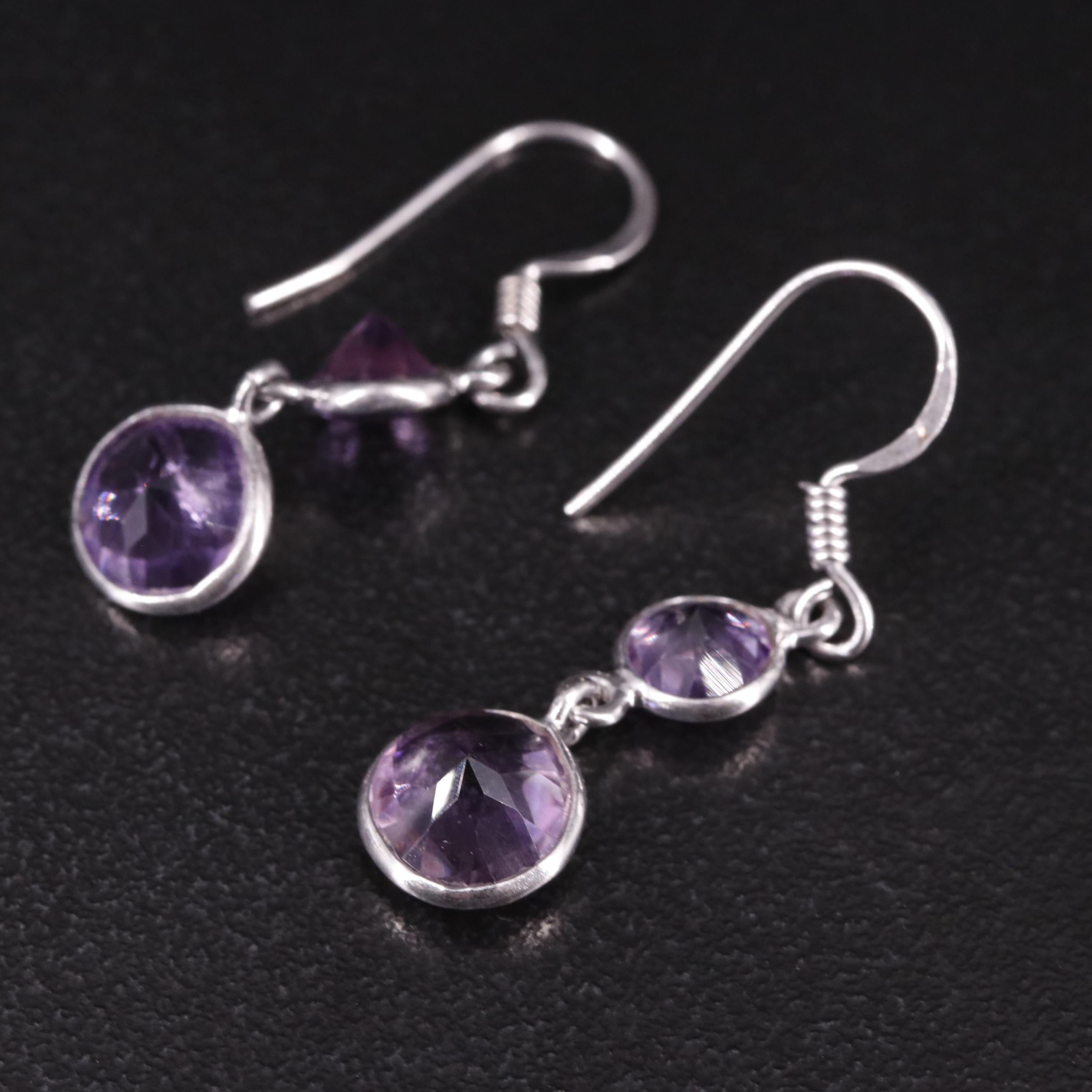 Sterling Amethyst Drop Earrings