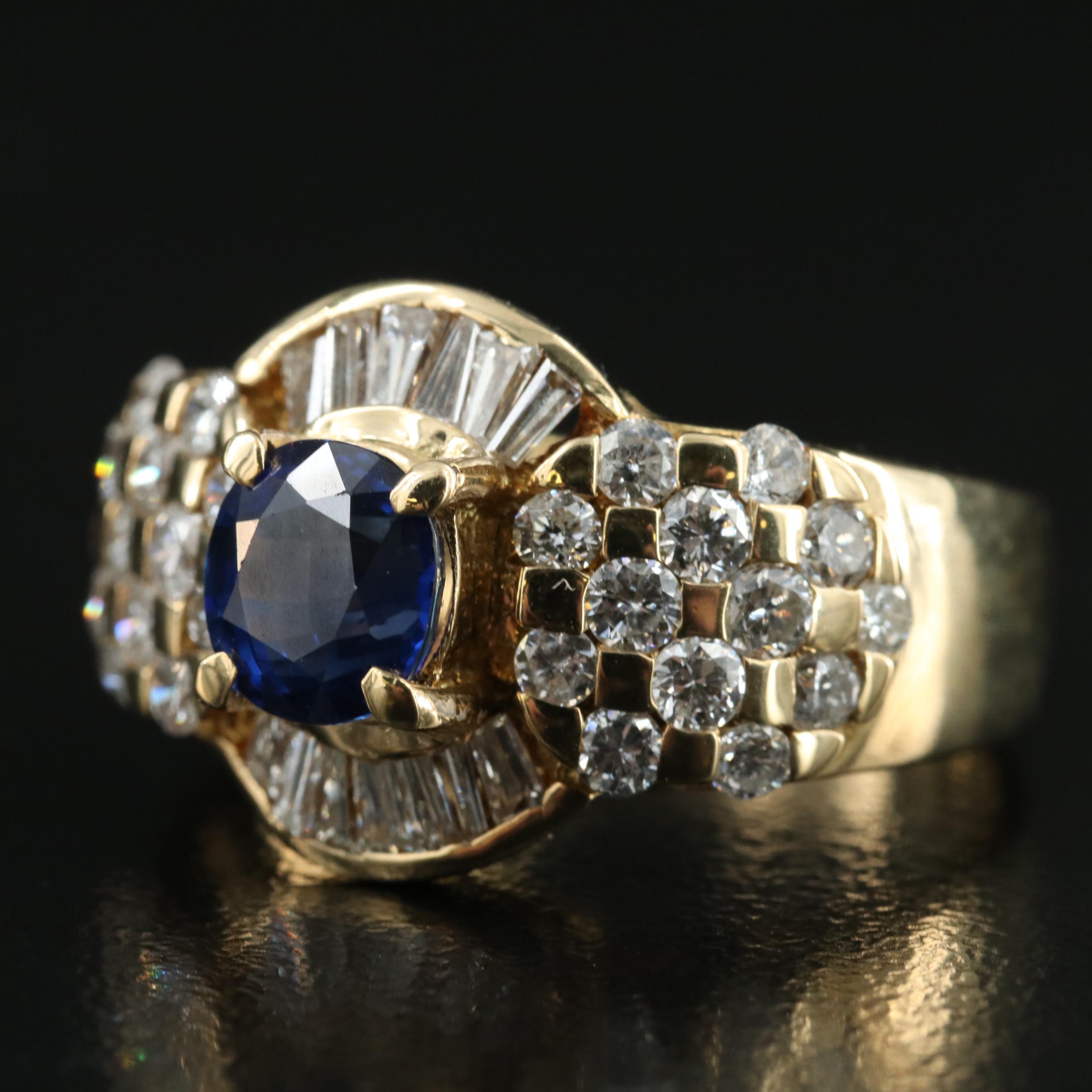 18K 1.39 CT Ceylon Sapphire and 1.35 CTW Diamond with GIA Report