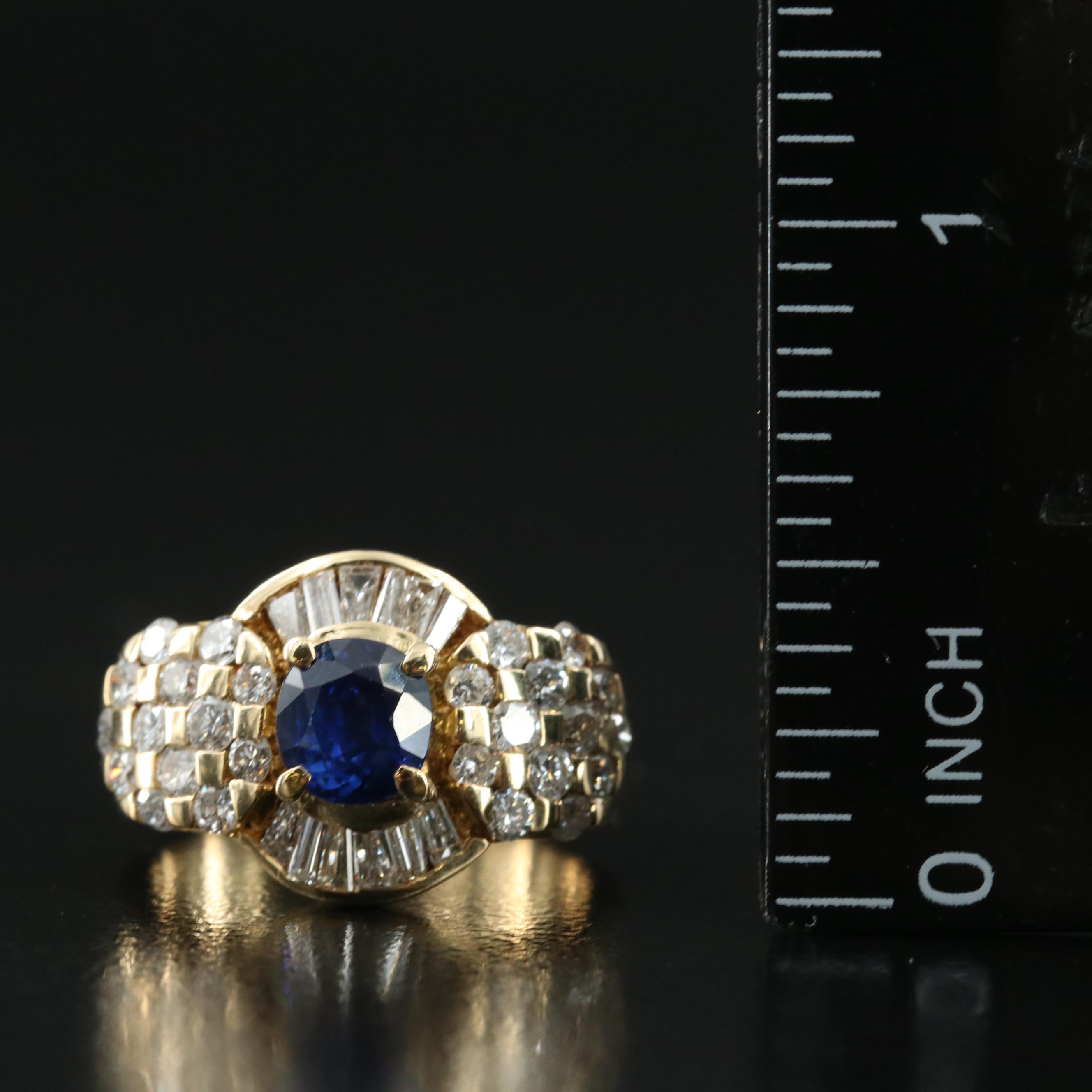 18K 1.39 CT Ceylon Sapphire and 1.35 CTW Diamond with GIA Report