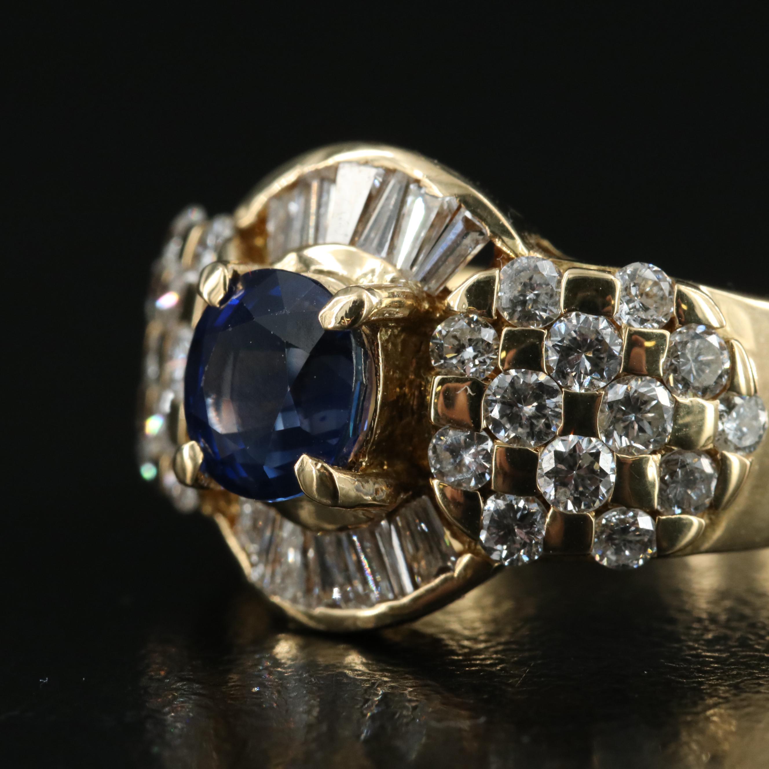 18K 1.39 CT Ceylon Sapphire and 1.35 CTW Diamond with GIA Report