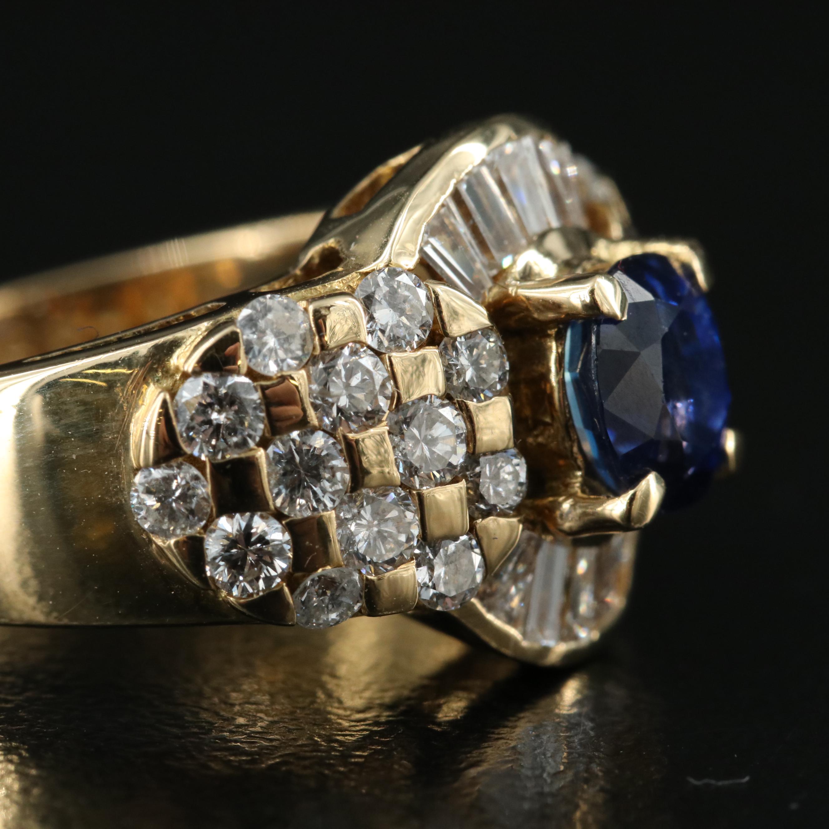 18K 1.39 CT Ceylon Sapphire and 1.35 CTW Diamond with GIA Report