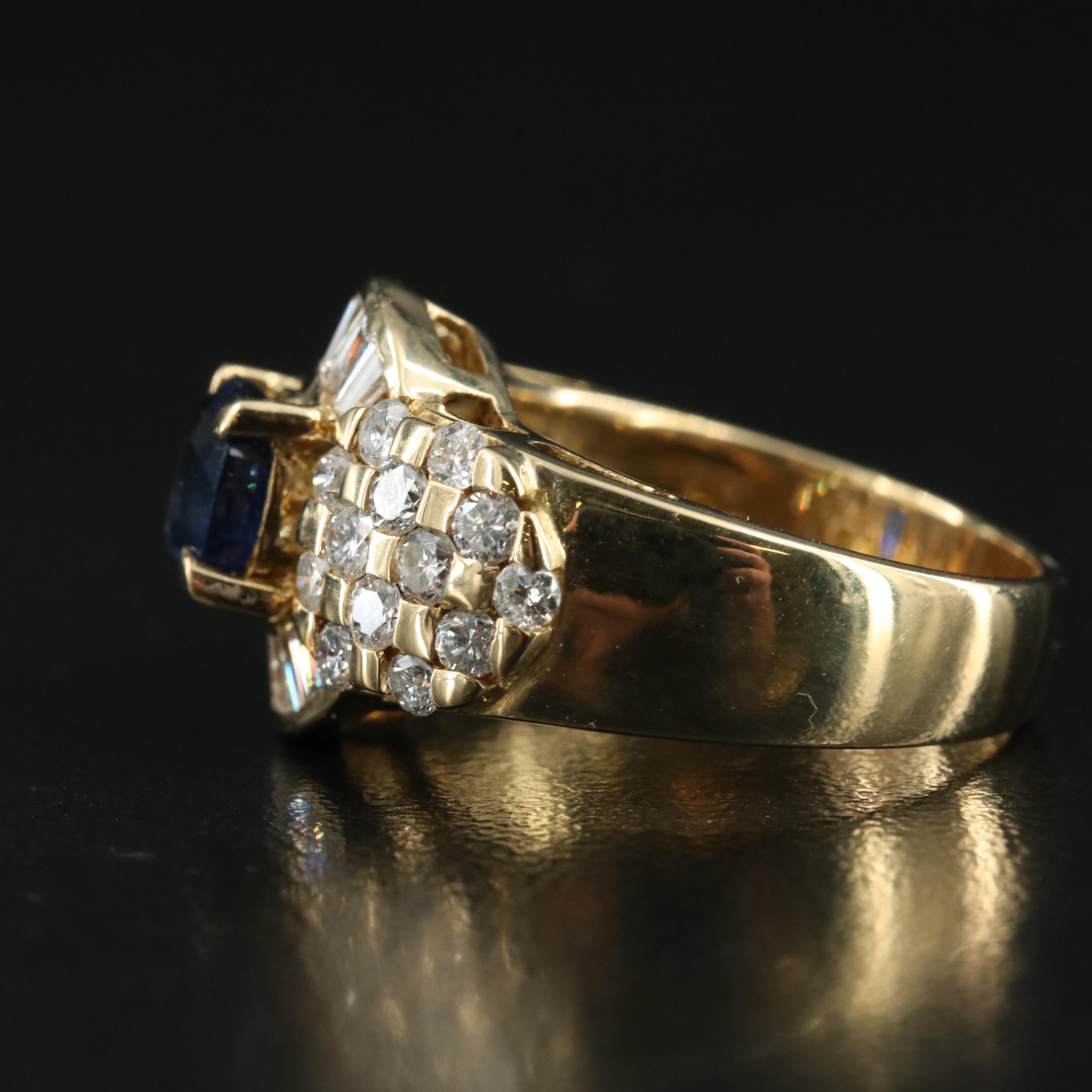 18K 1.39 CT Ceylon Sapphire and 1.35 CTW Diamond with GIA Report