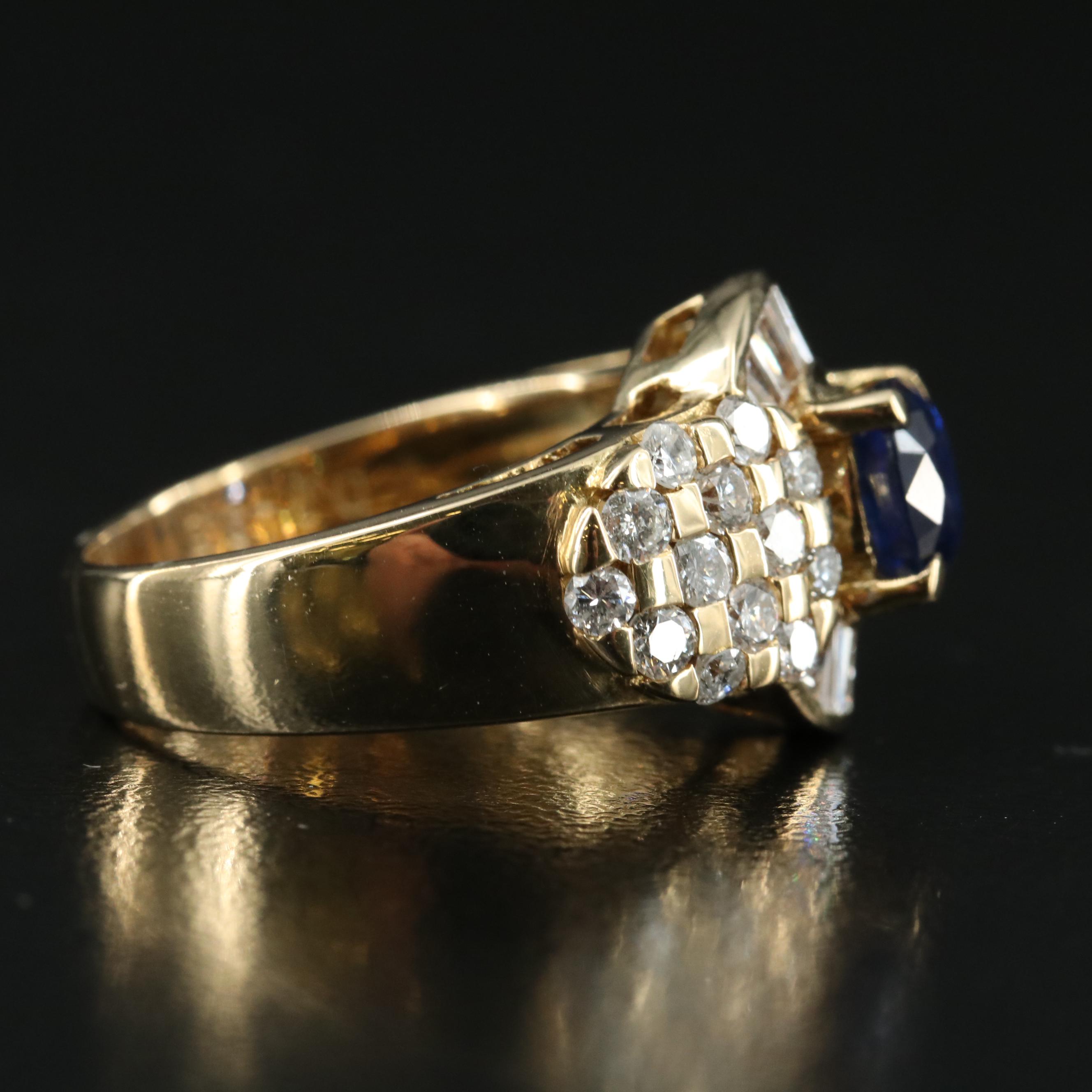 18K 1.39 CT Ceylon Sapphire and 1.35 CTW Diamond with GIA Report