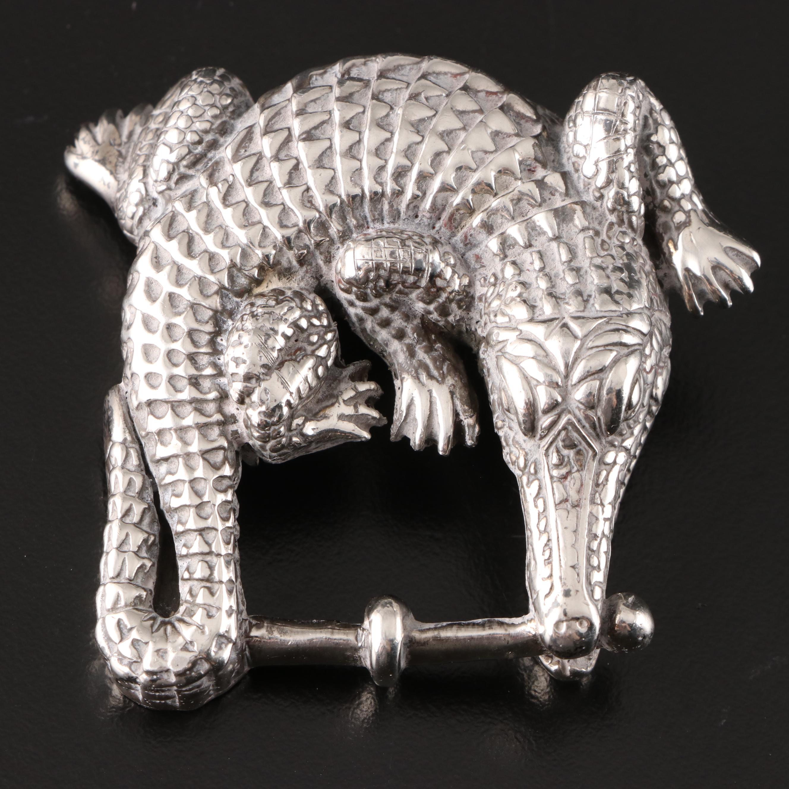 Barry Kieselstein-Cord Sterling Silver Alligator Small Belt Buckle