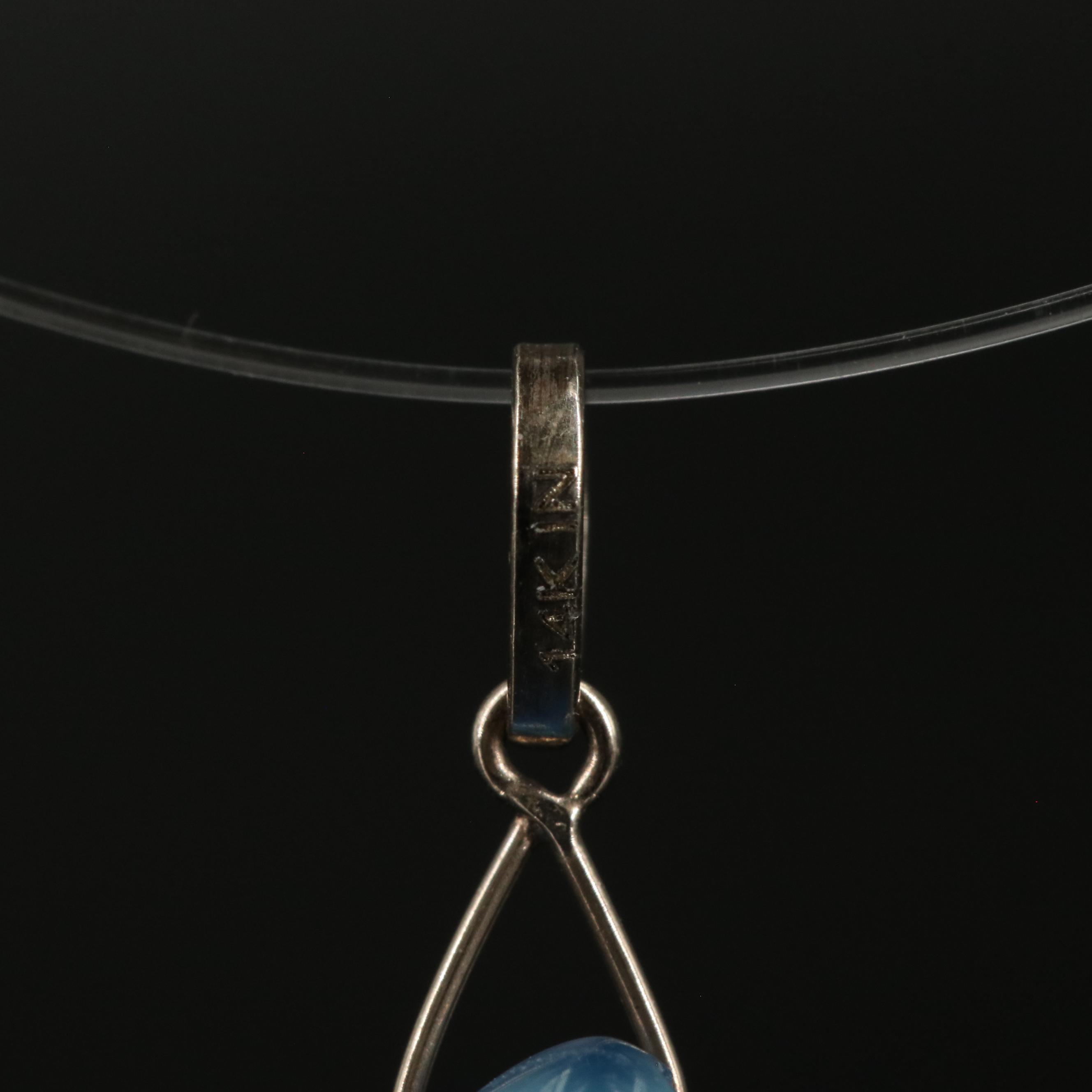 14K Agate Drop Pendant