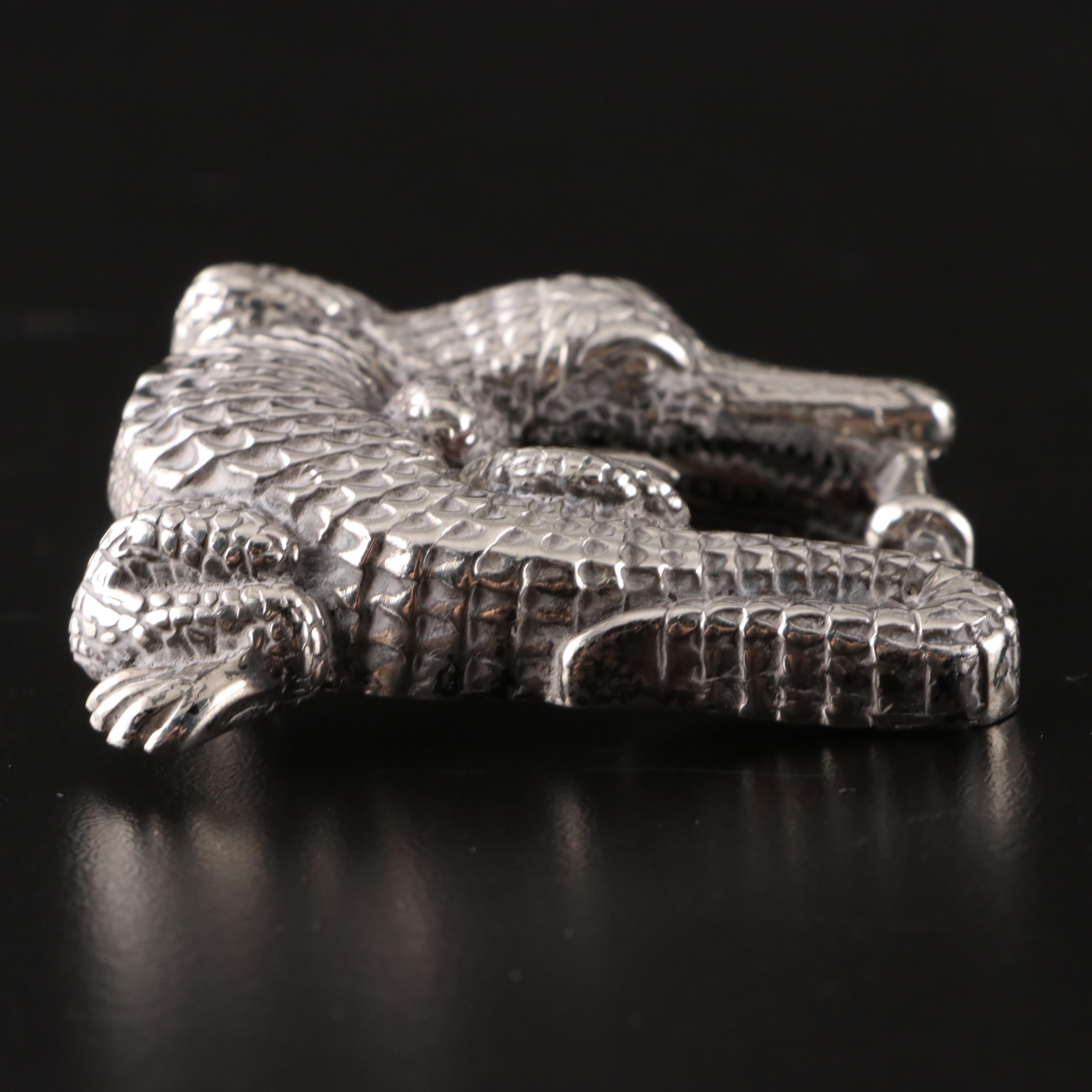 Barry Kieselstein-Cord Sterling Silver Alligator Small Belt Buckle