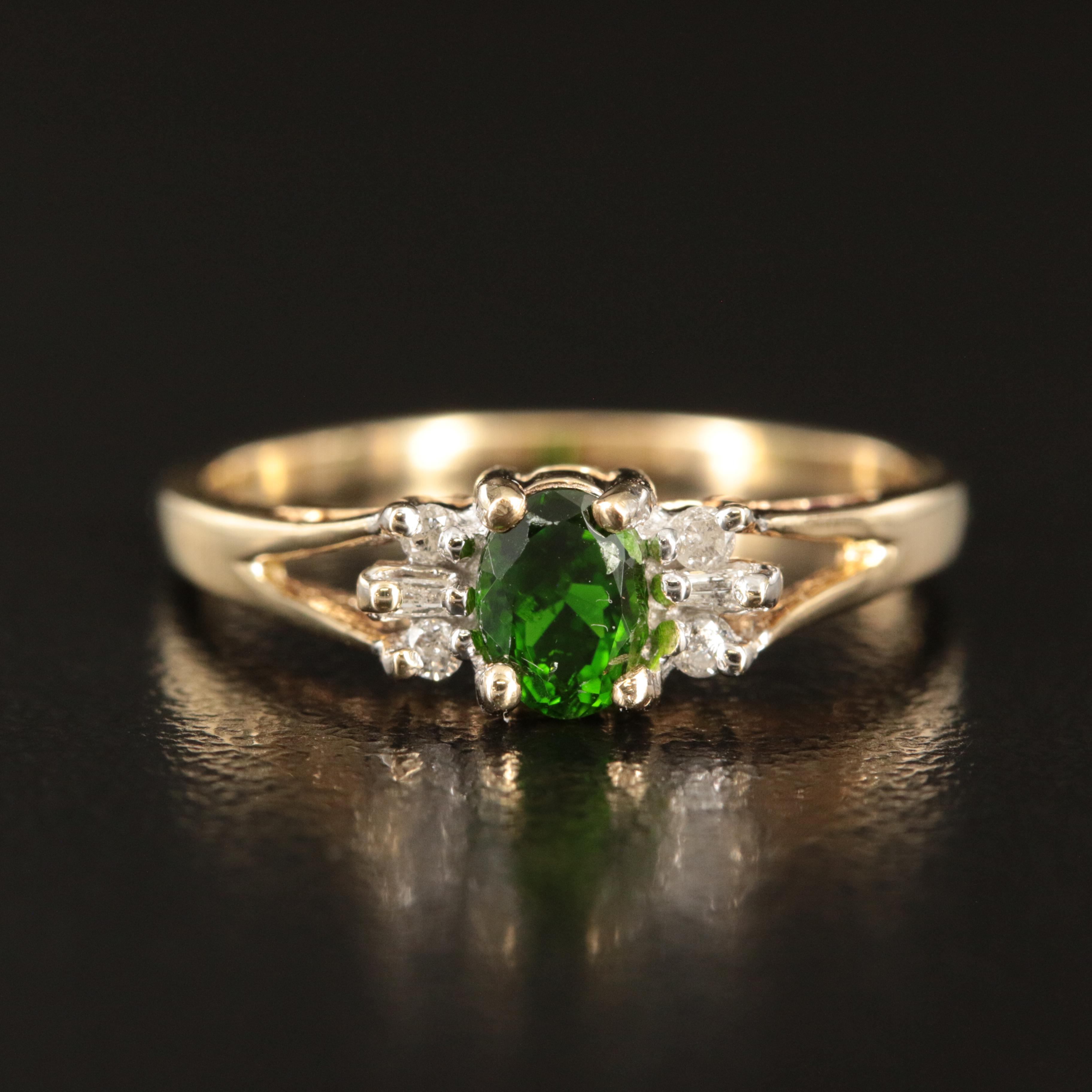 10K Diopside and Diamond Ring