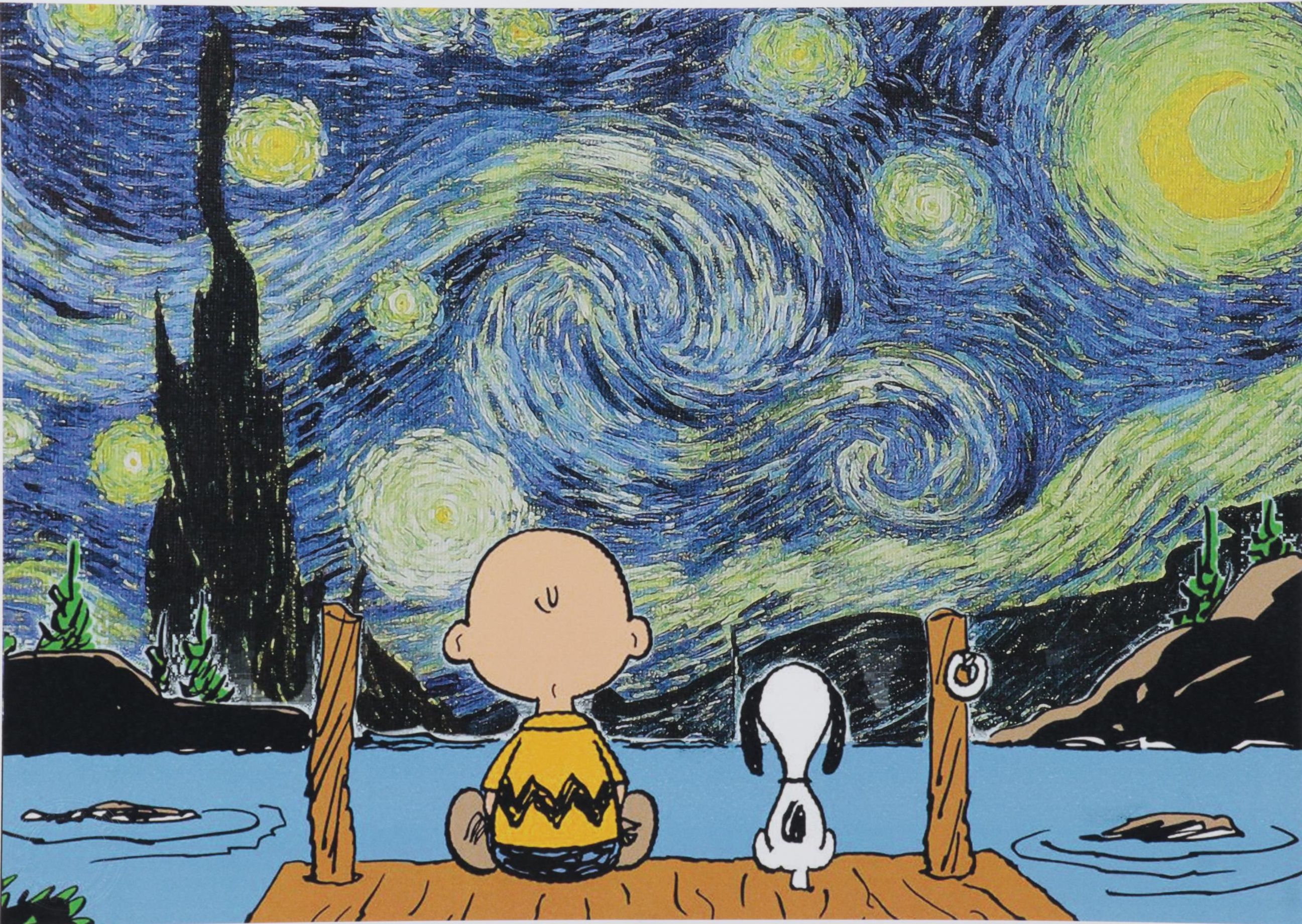 Death NYC Digital Pop Art Print "Charlie Brown and Snoopy / Starry Night"