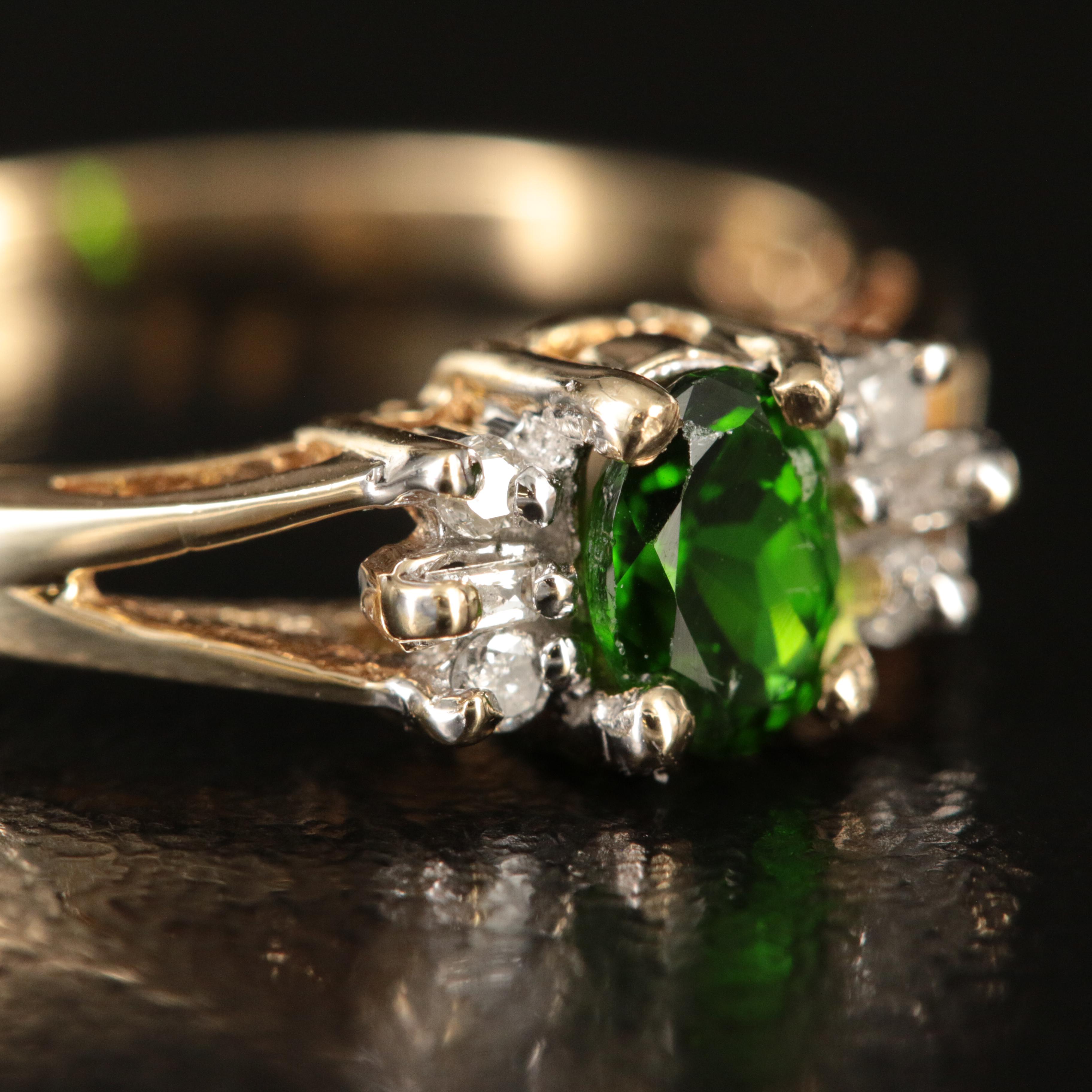 10K Diopside and Diamond Ring