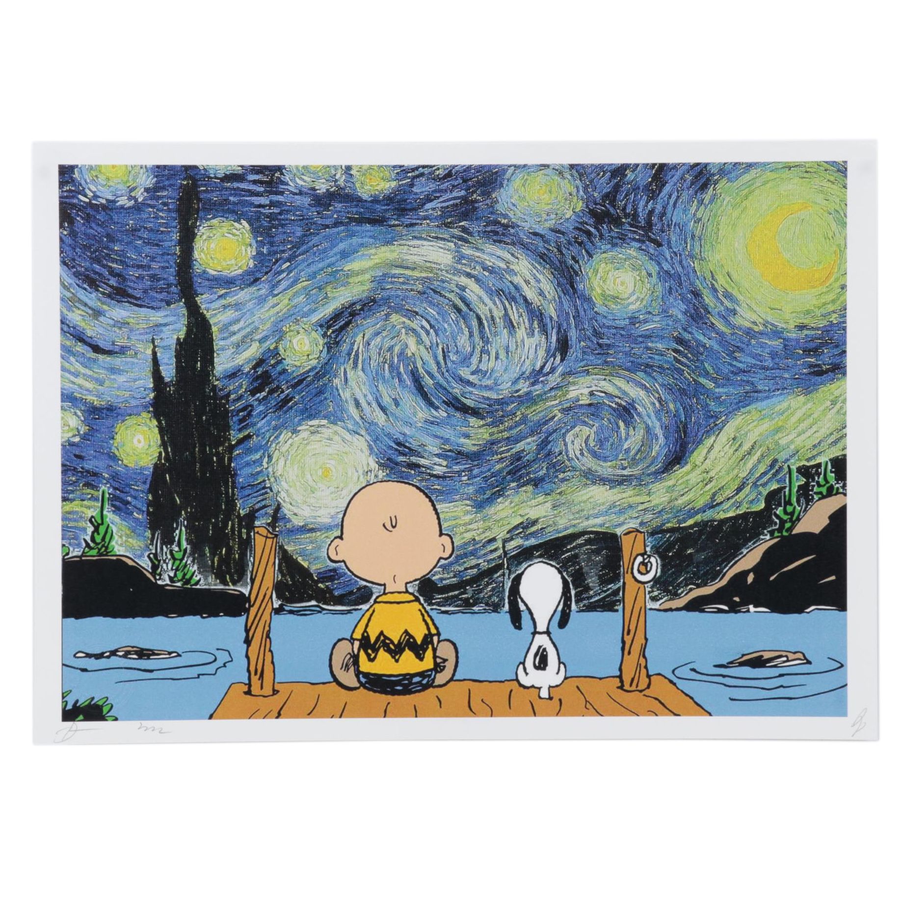 Death NYC Digital Pop Art Print "Charlie Brown and Snoopy / Starry Night"