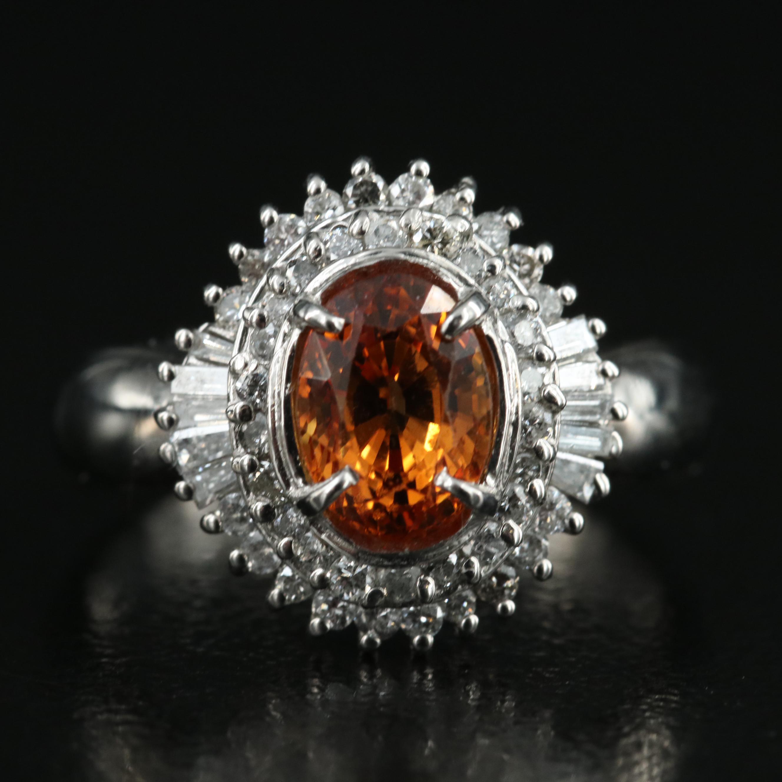 Platinum 1.39 CT Sapphire and Diamond Ring with GIA Report