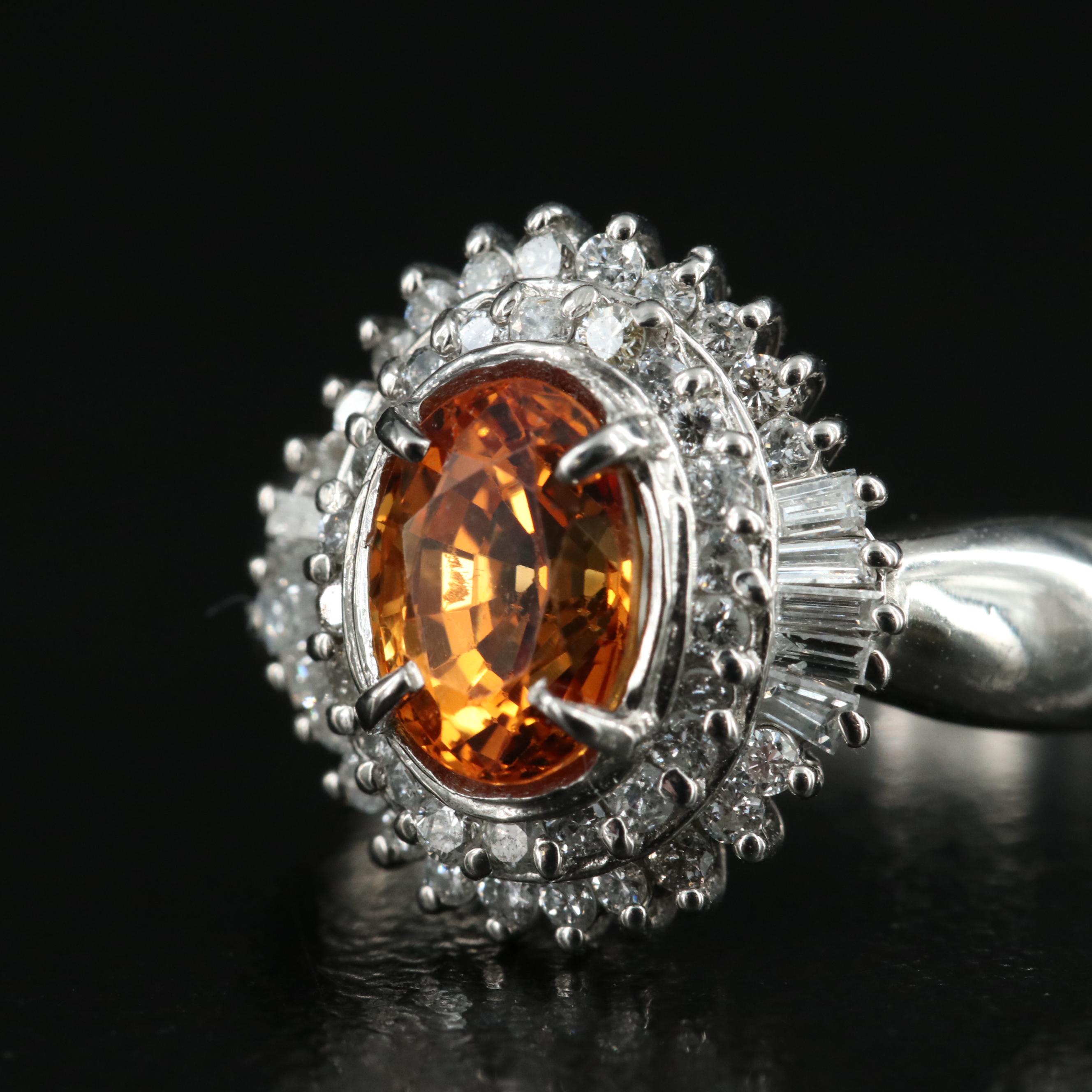 Platinum 1.39 CT Sapphire and Diamond Ring with GIA Report