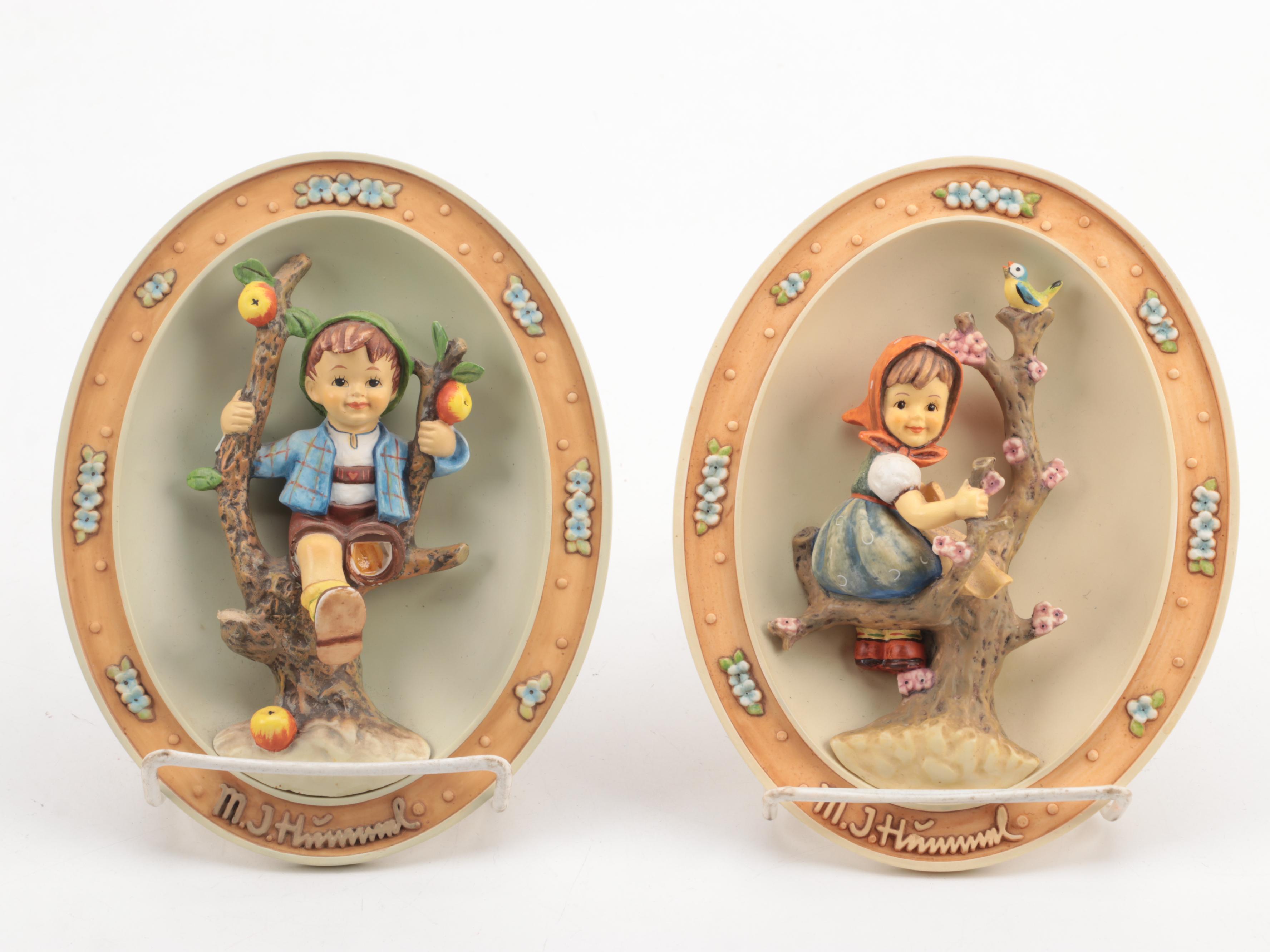 Bisque Piano Babies with Goebel Hummel "Apple Tree" Plaques