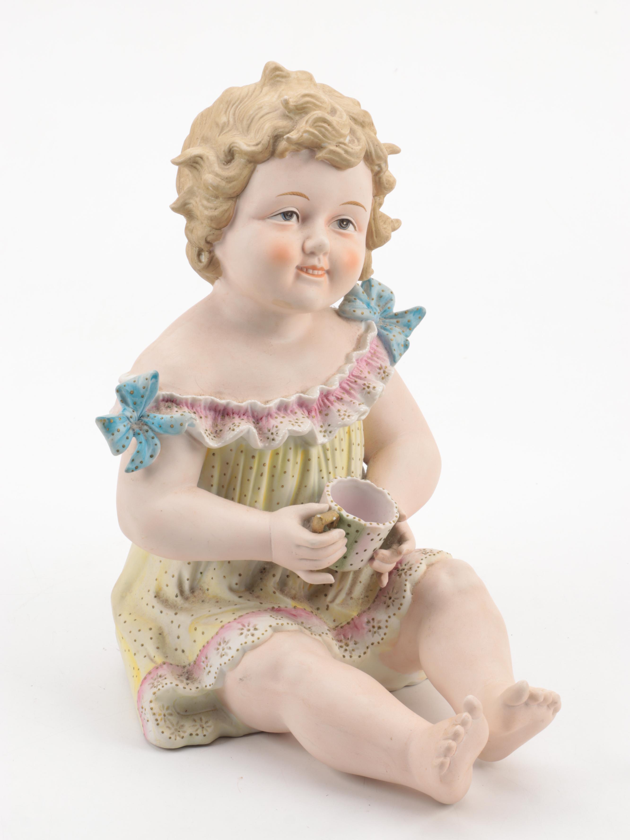 Bisque Piano Babies with Goebel Hummel "Apple Tree" Plaques