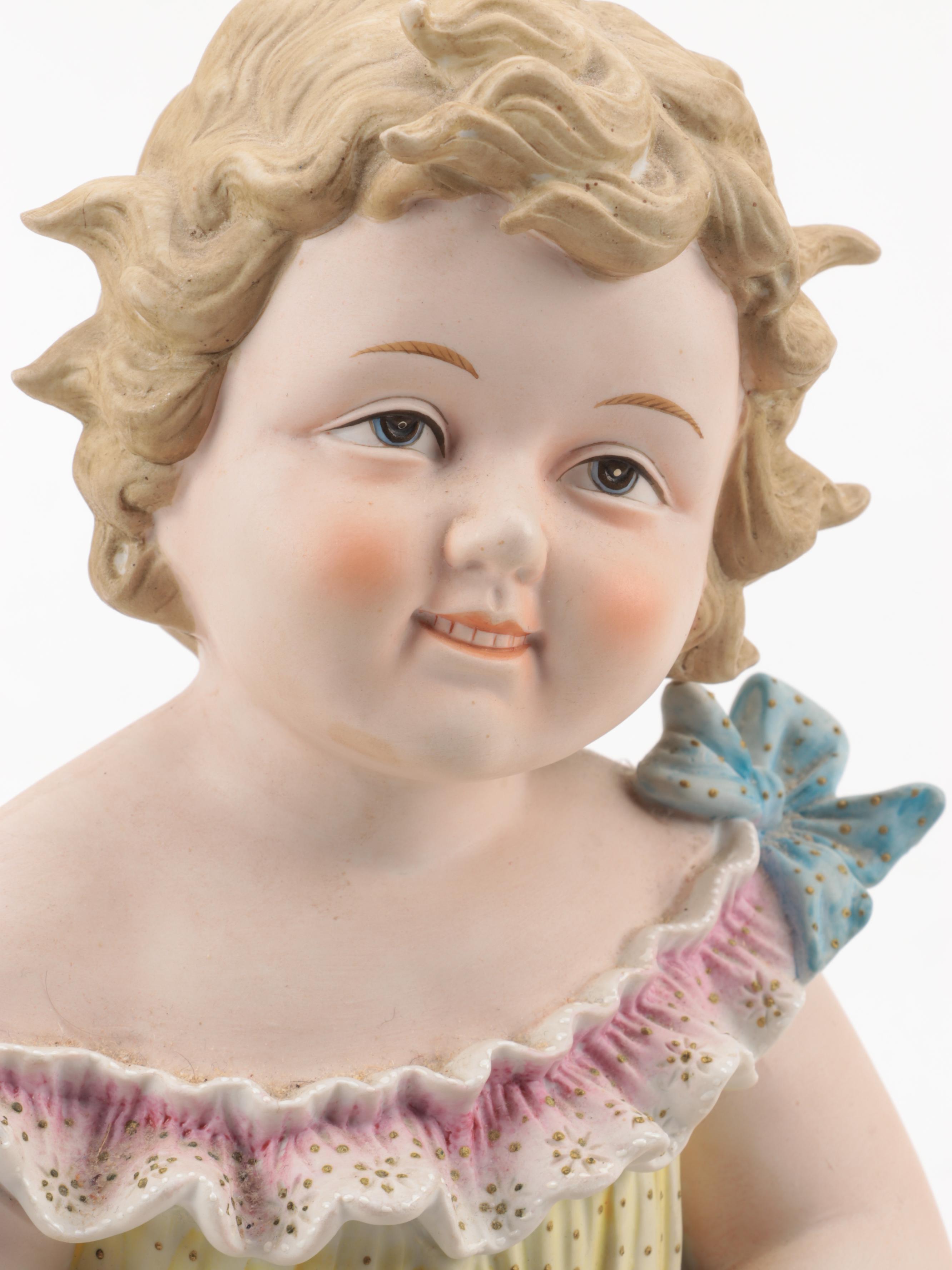 Bisque Piano Babies with Goebel Hummel "Apple Tree" Plaques