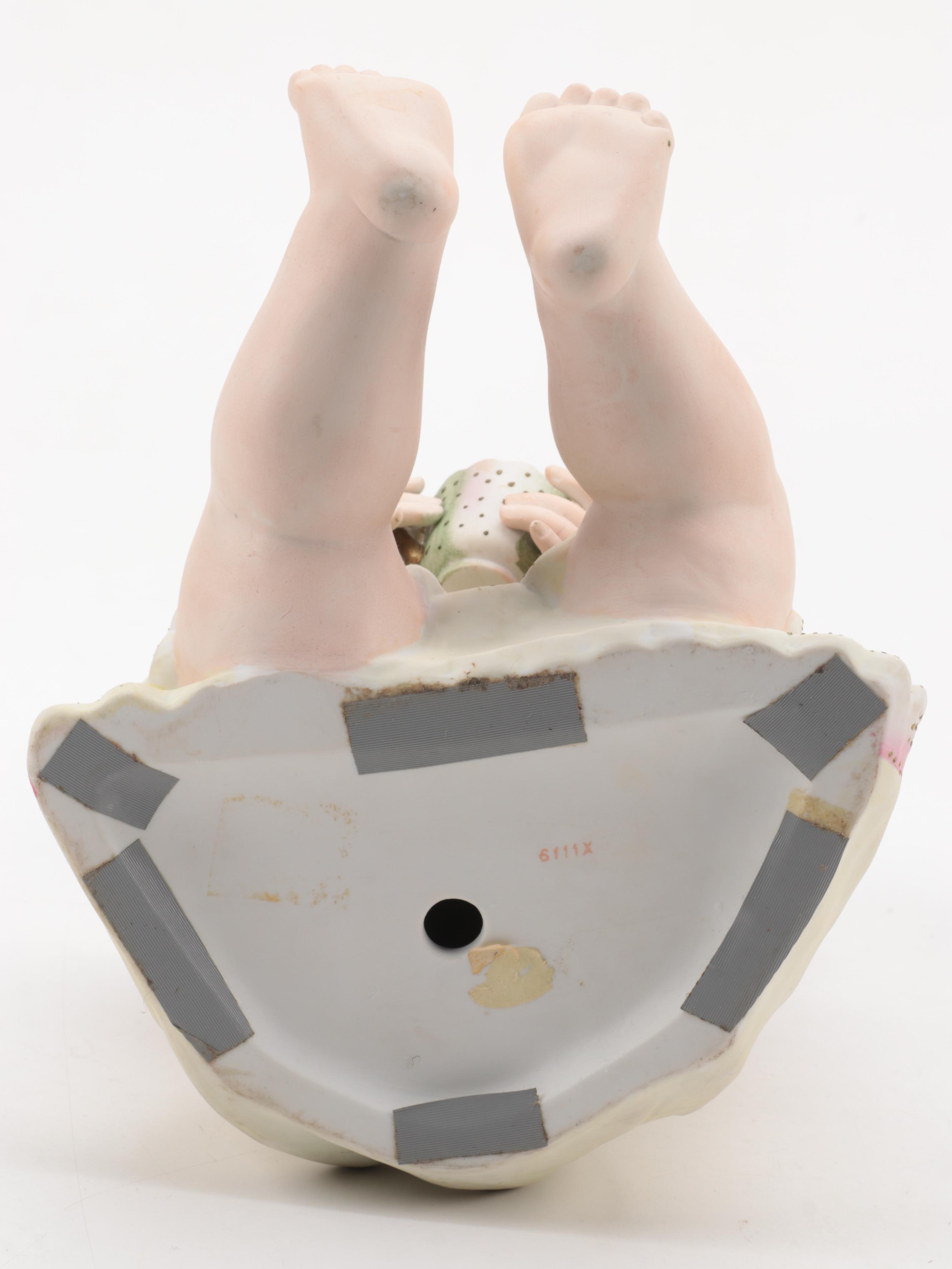 Bisque Piano Babies with Goebel Hummel "Apple Tree" Plaques