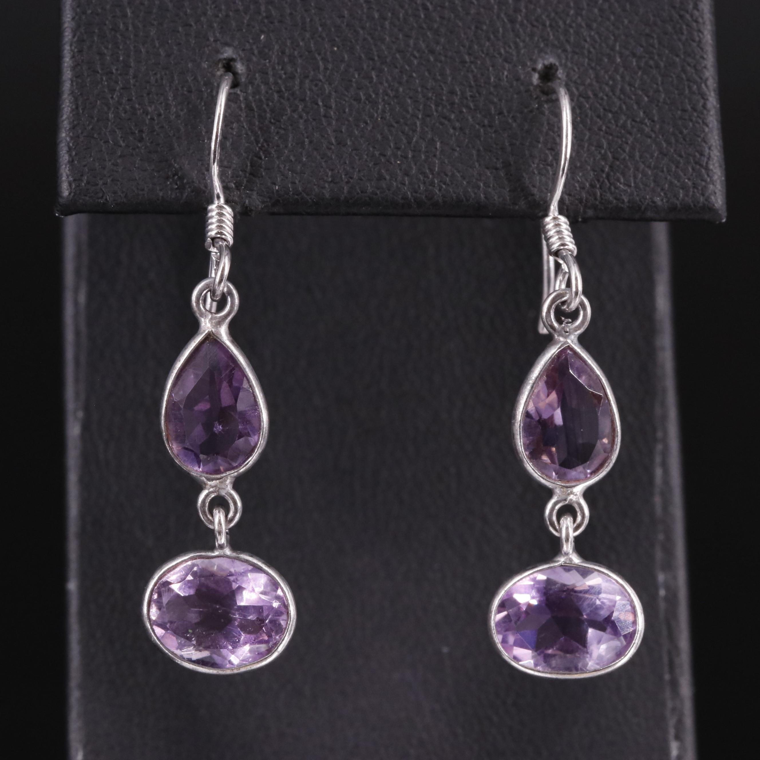 Sterling Amethyst Drop Earrings
