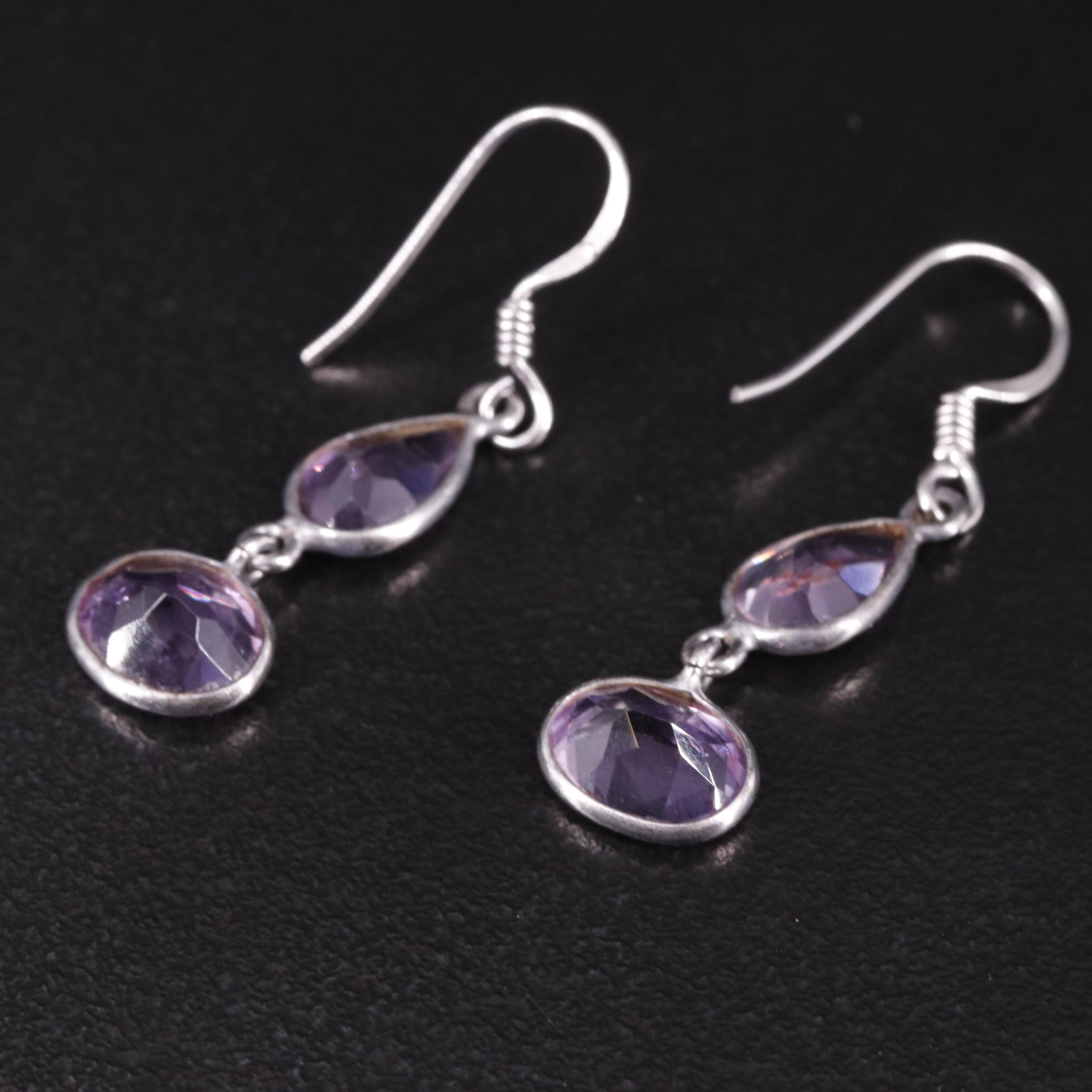 Sterling Amethyst Drop Earrings