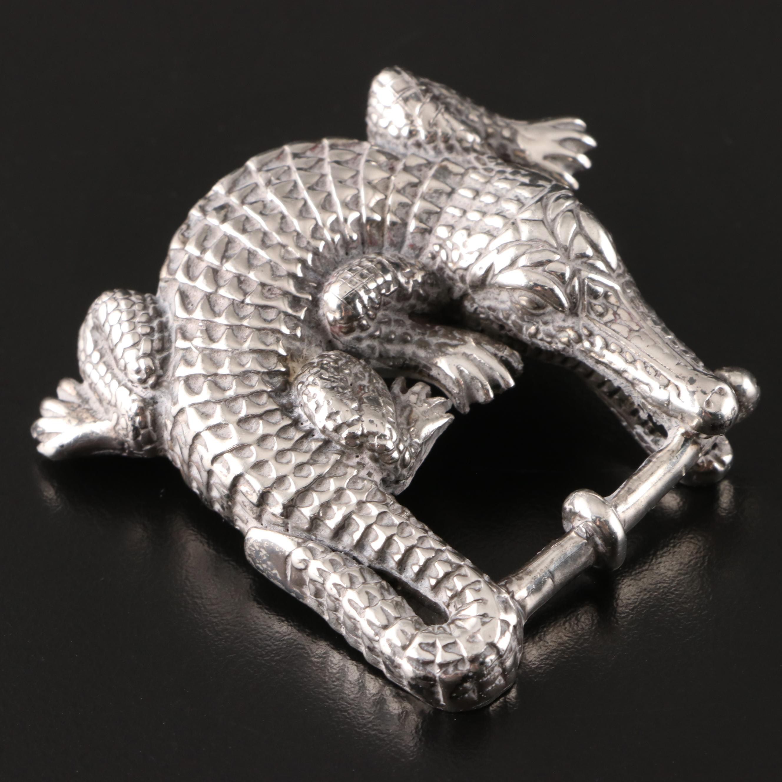 Barry Kieselstein-Cord Sterling Silver Alligator Small Belt Buckle