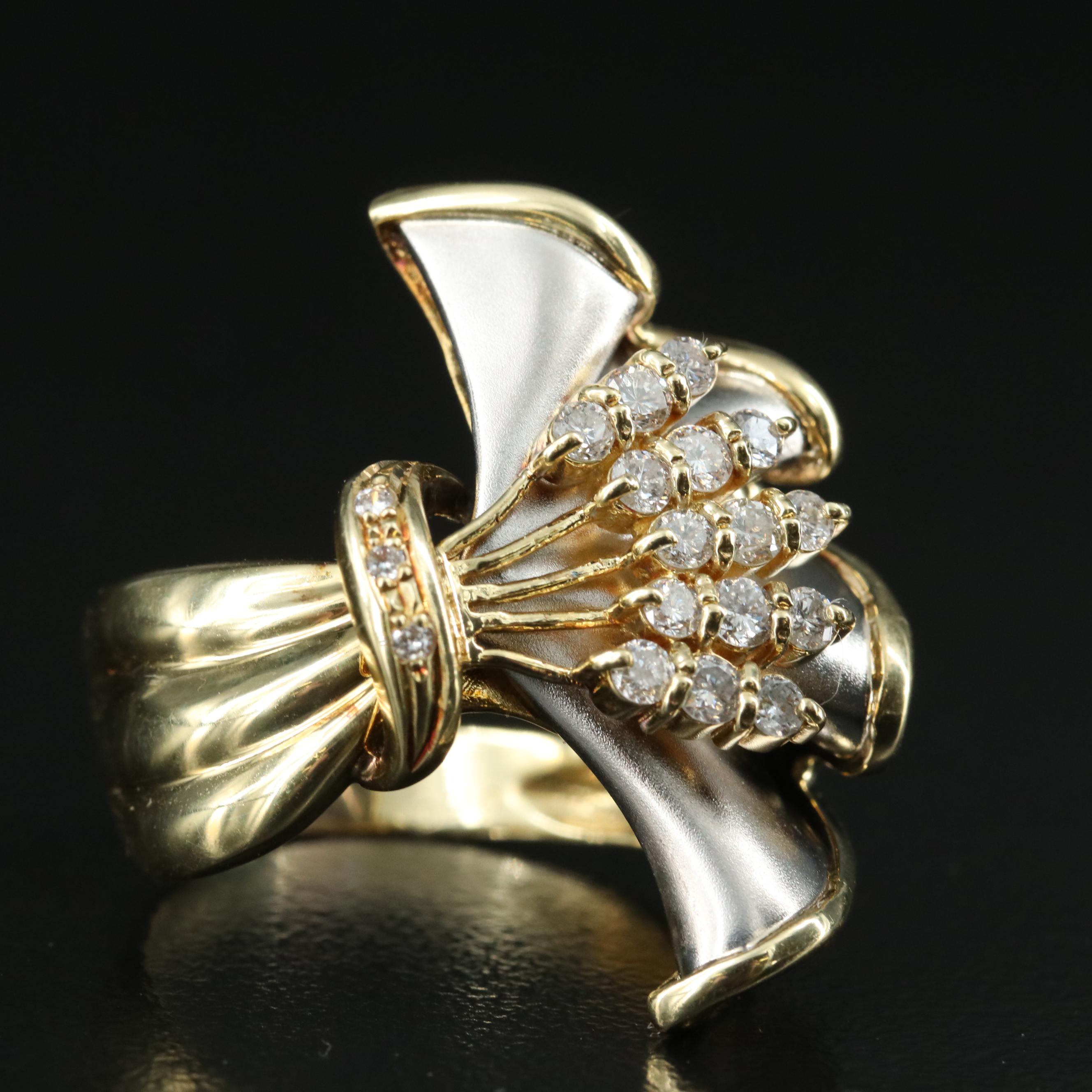 18K and Platinum 0.55 CTW Diamond Fan Ring