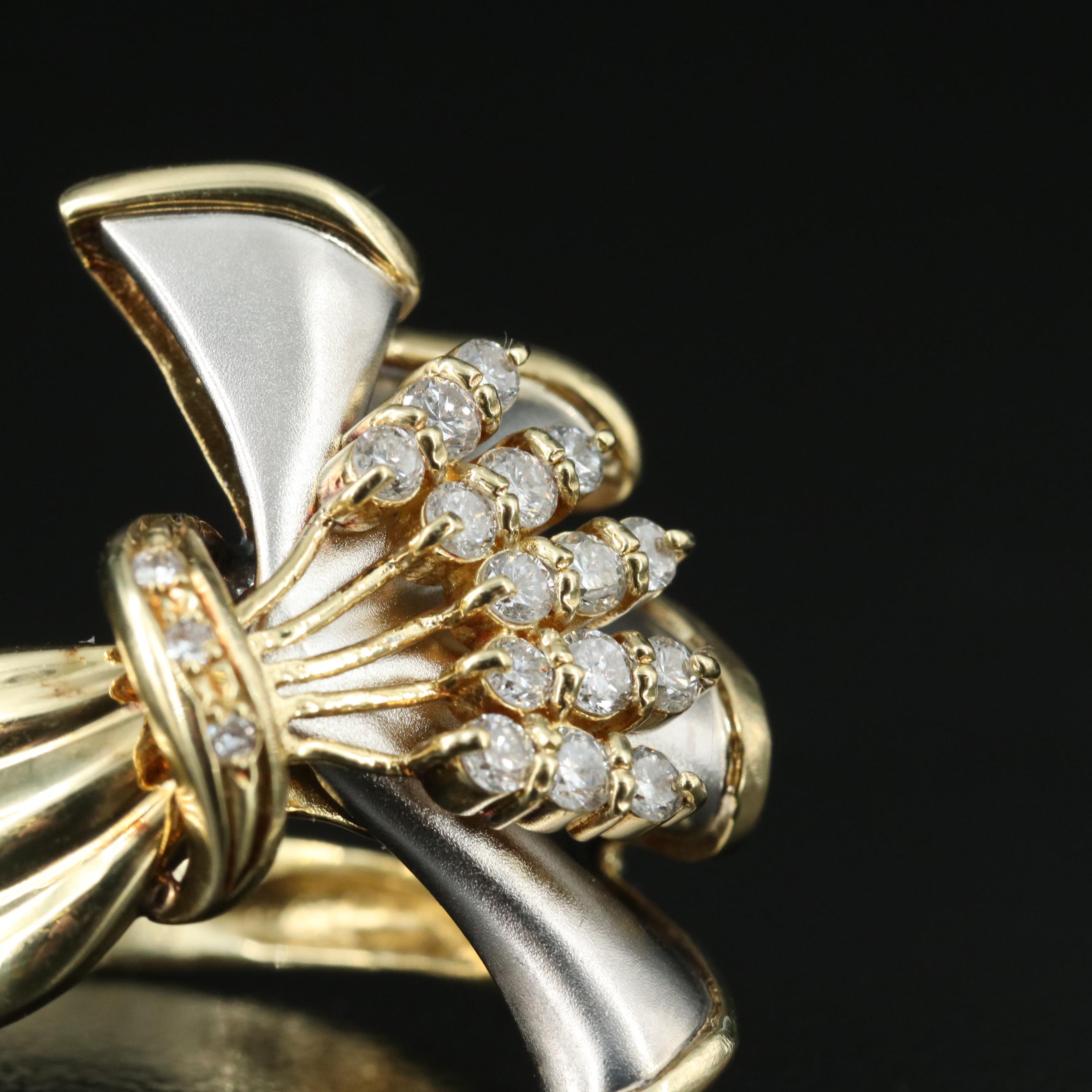 18K and Platinum 0.55 CTW Diamond Fan Ring