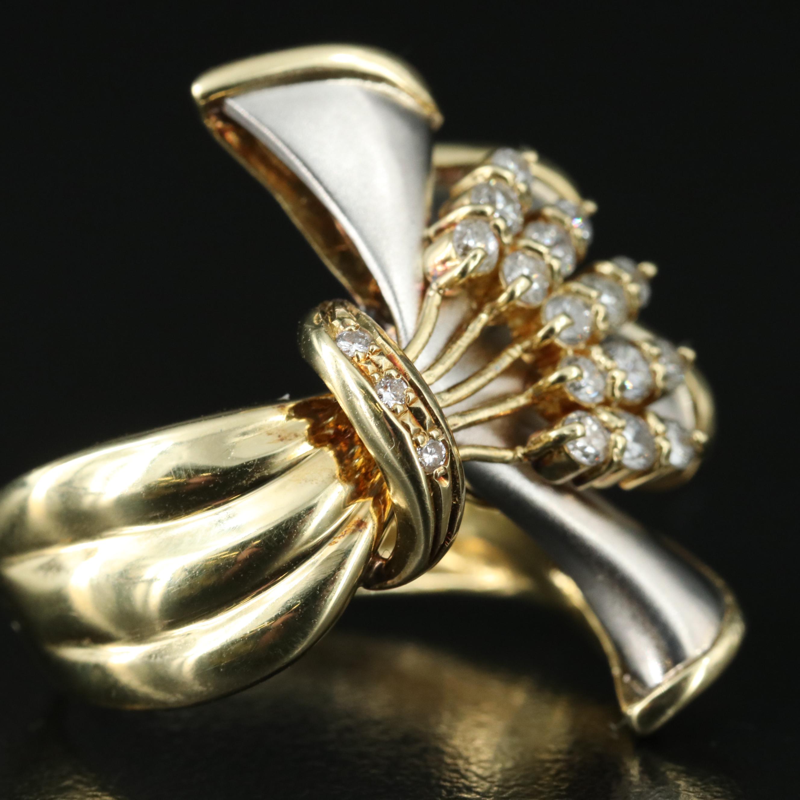 18K and Platinum 0.55 CTW Diamond Fan Ring