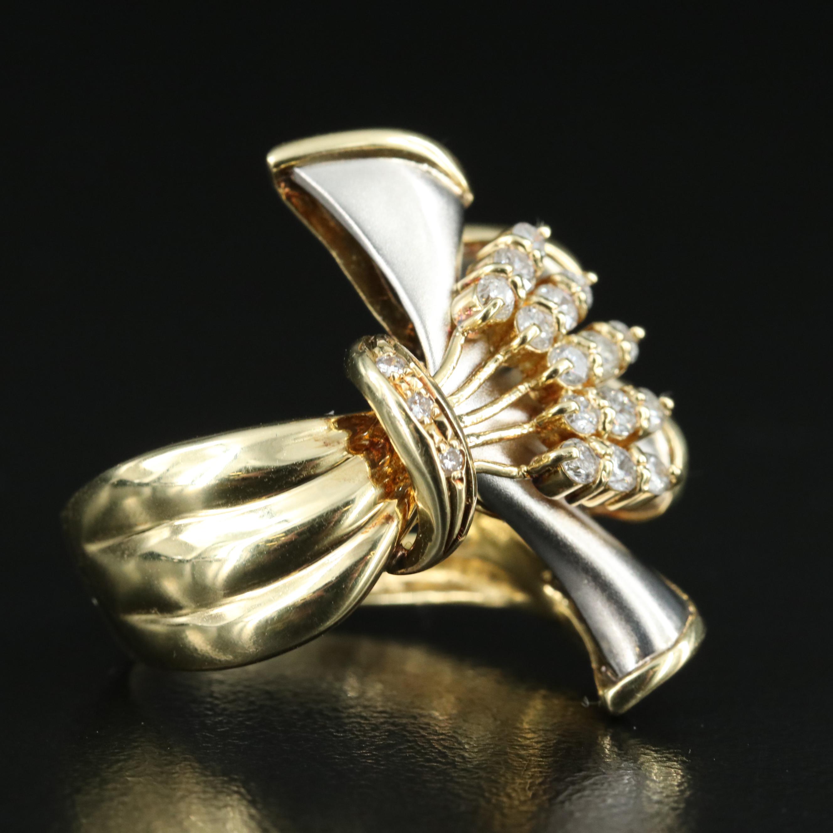 18K and Platinum 0.55 CTW Diamond Fan Ring