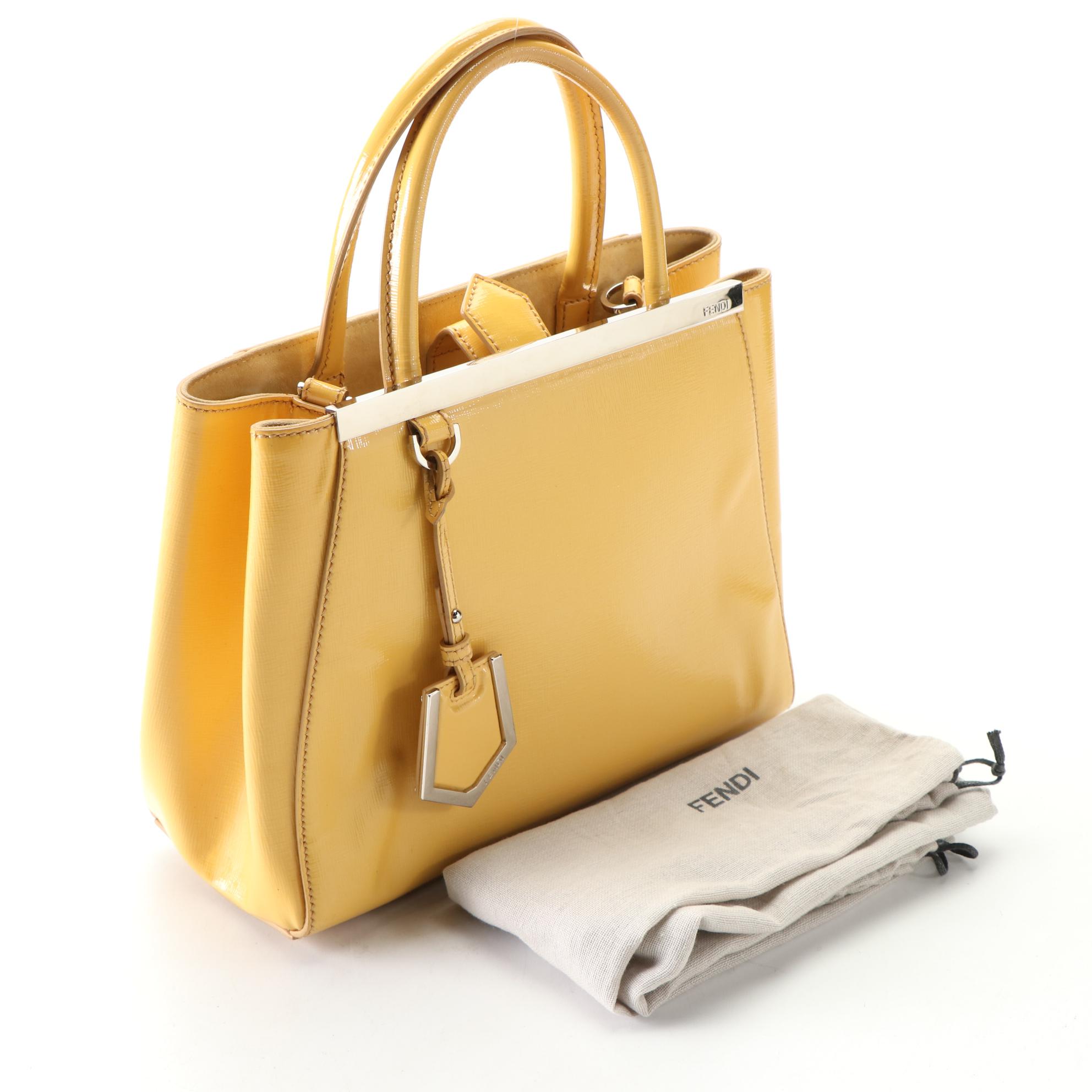Fendi Petite 2Jours Patent Saffiano Leather Top Handle Bag