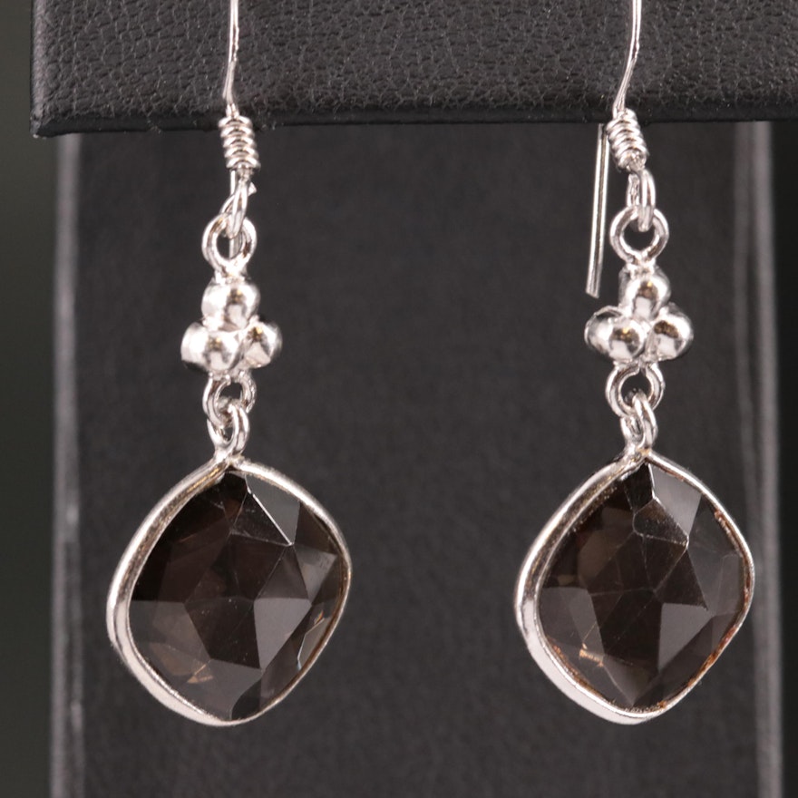 Sterling Smoky Quartz Drop Earrings