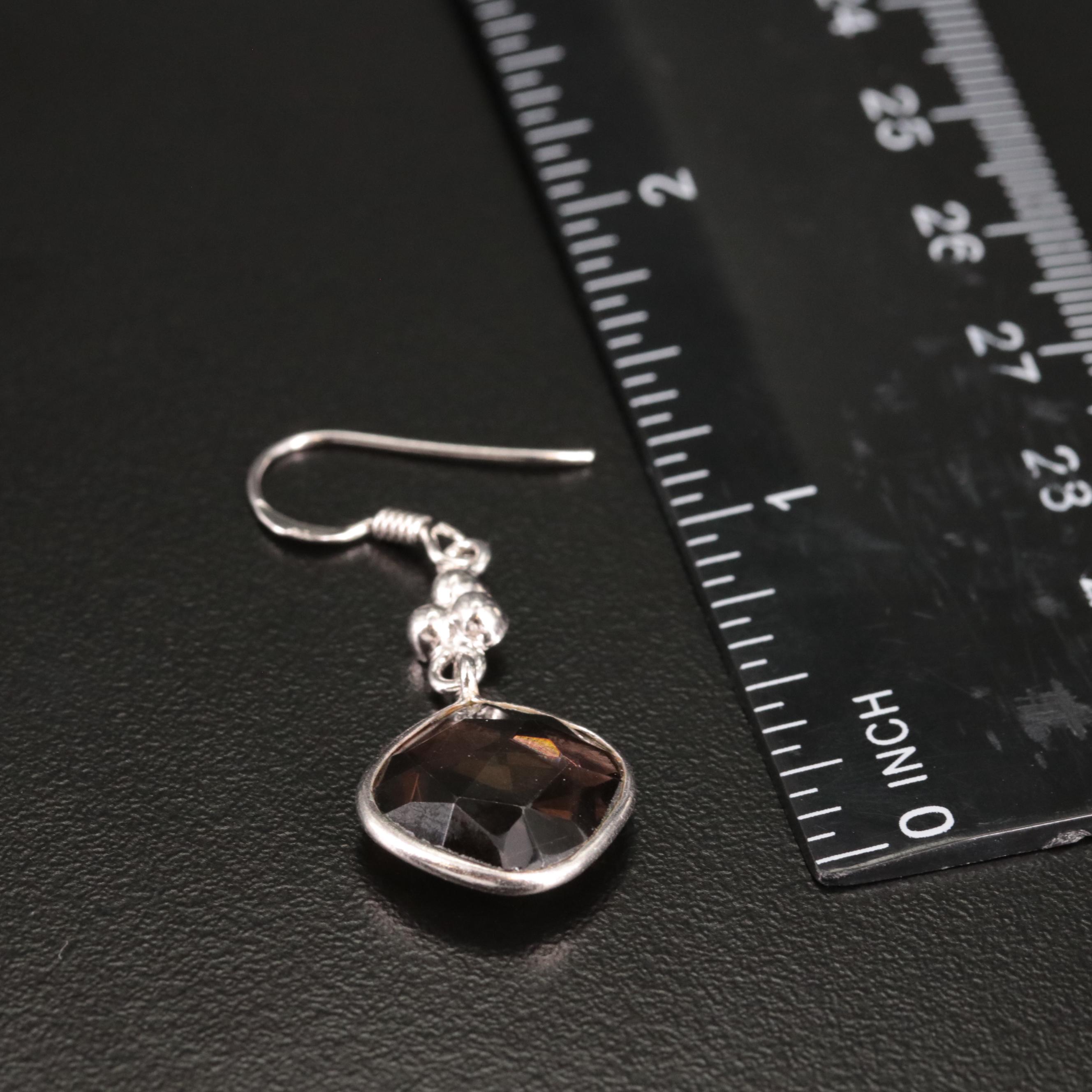 Sterling Smoky Quartz Drop Earrings