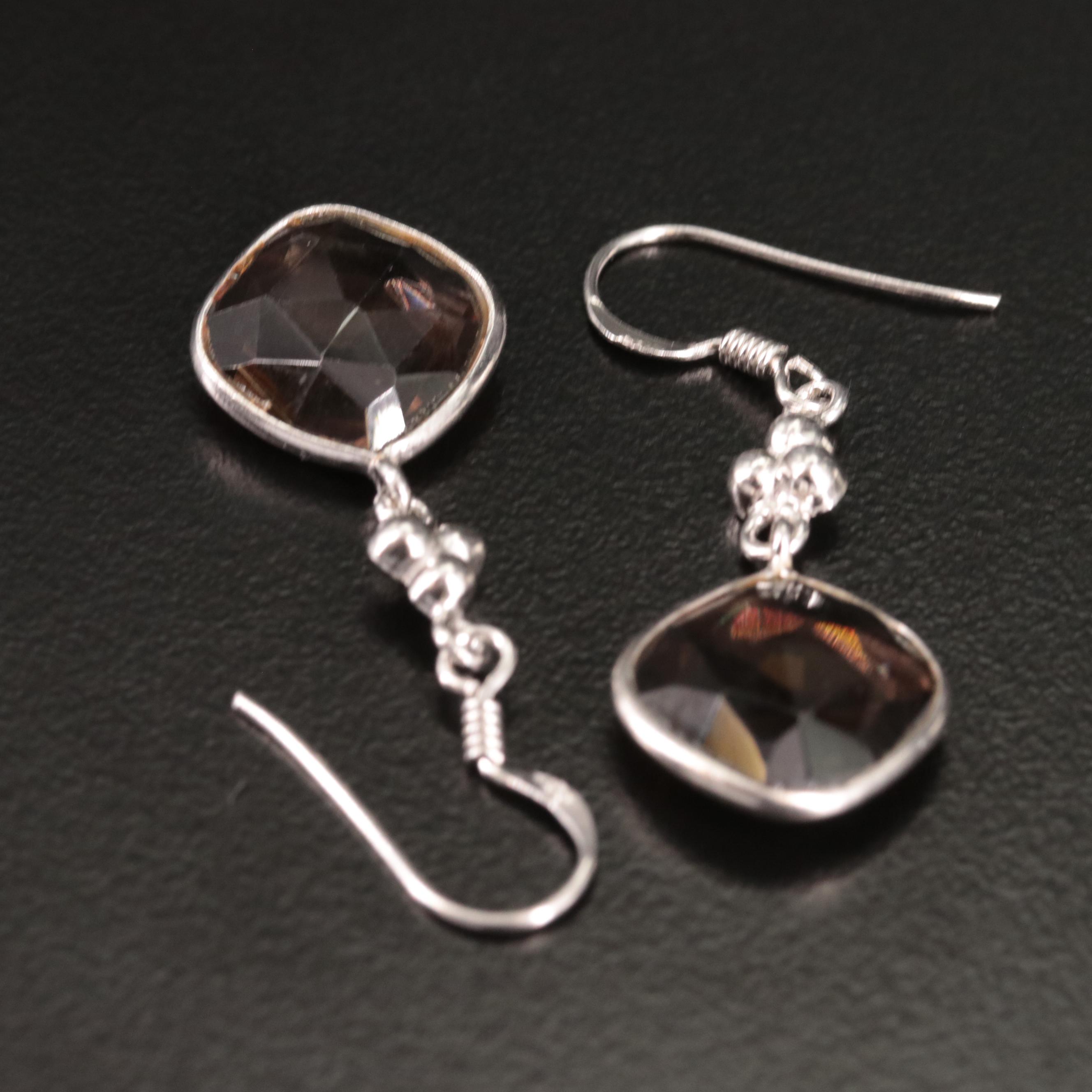 Sterling Smoky Quartz Drop Earrings