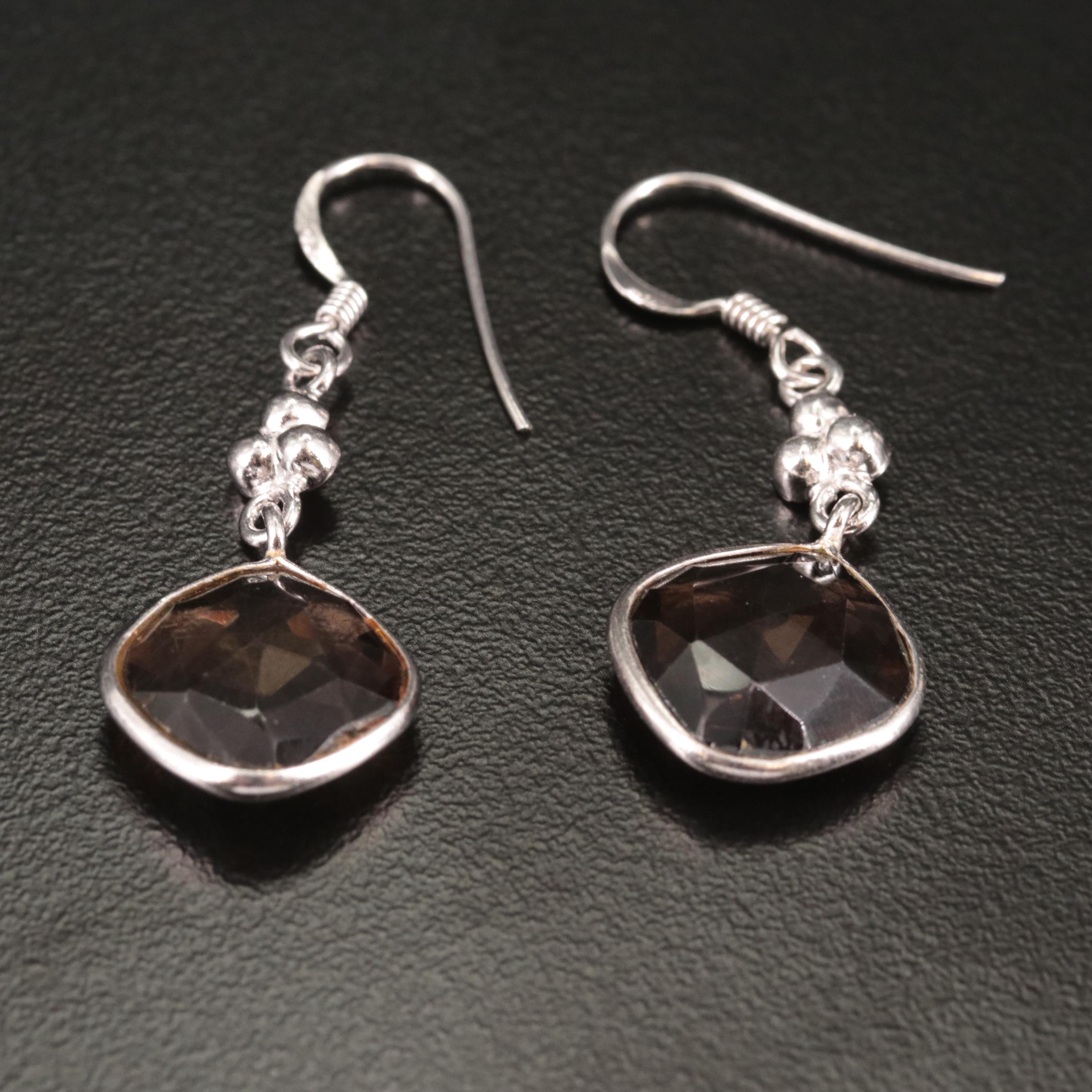 Sterling Smoky Quartz Drop Earrings