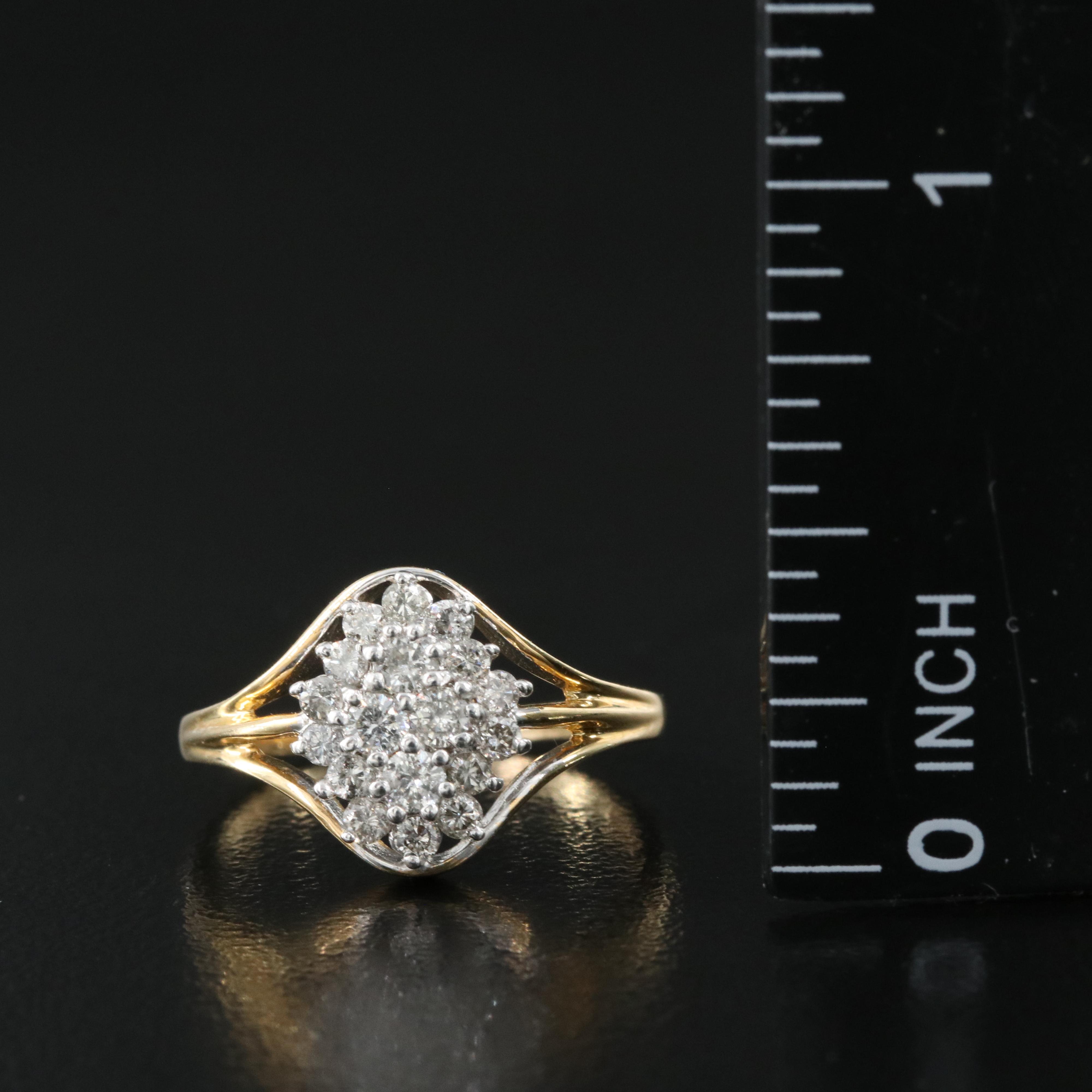 14K 0.45 CTW Diamond Cluster Ring