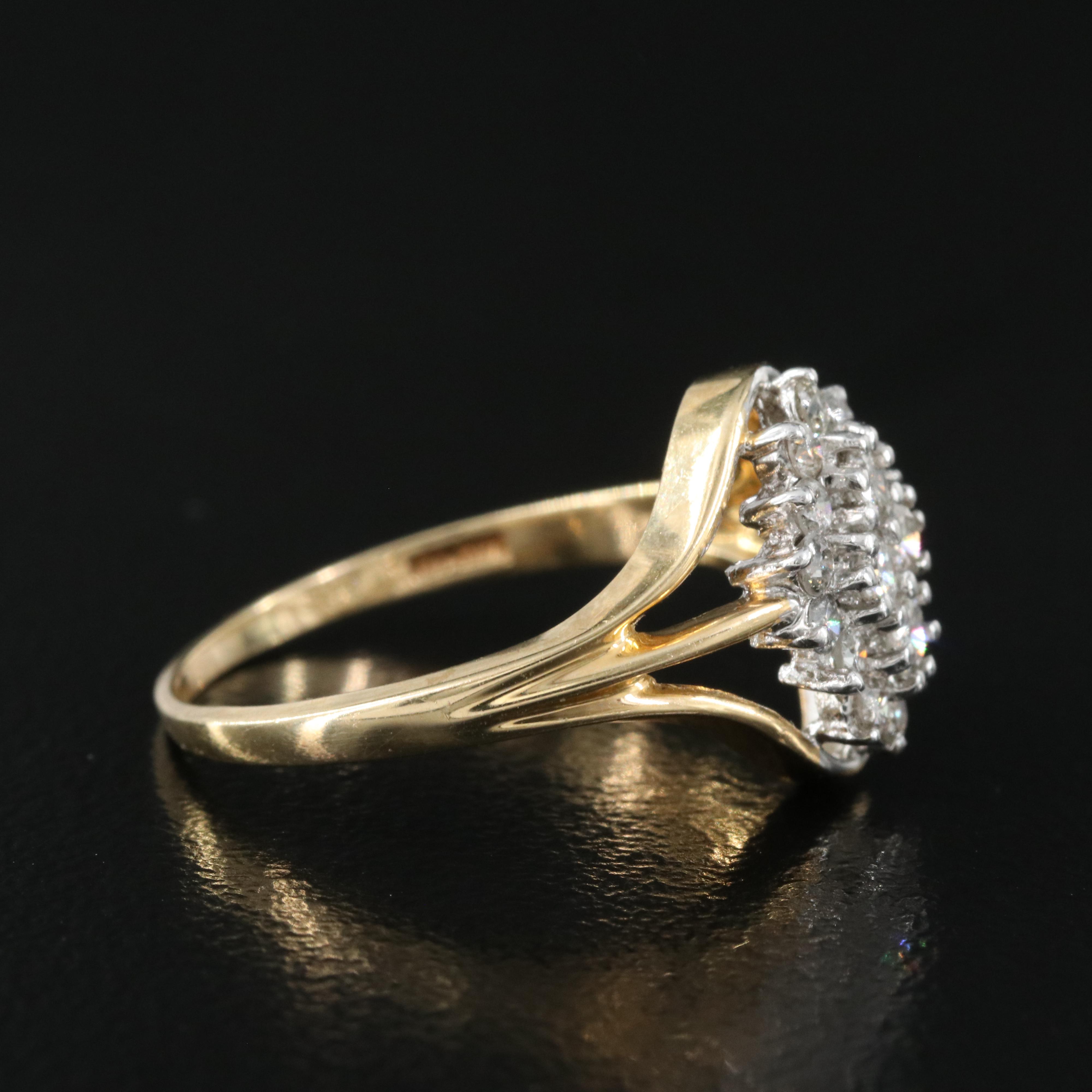 14K 0.45 CTW Diamond Cluster Ring