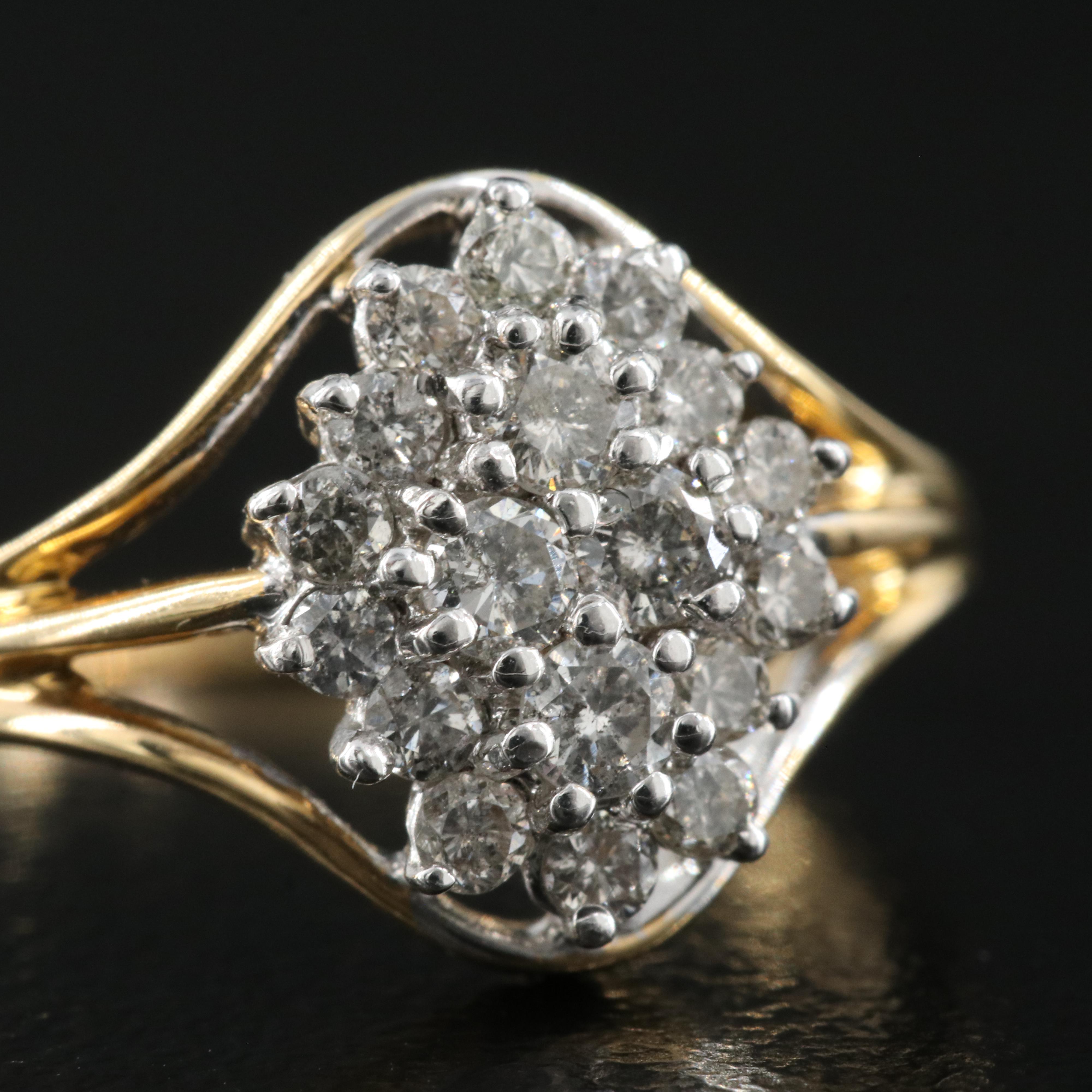 14K 0.45 CTW Diamond Cluster Ring