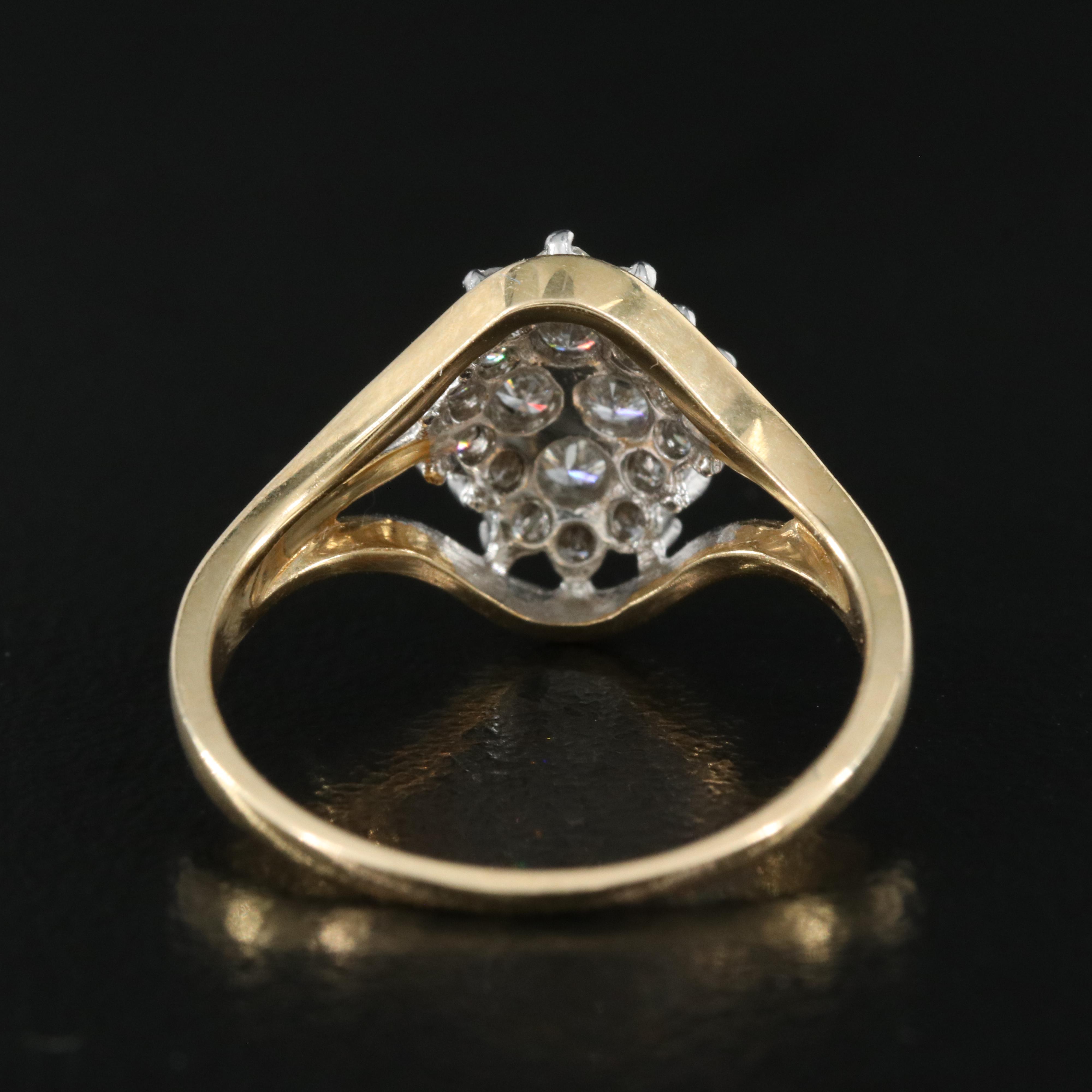 14K 0.45 CTW Diamond Cluster Ring