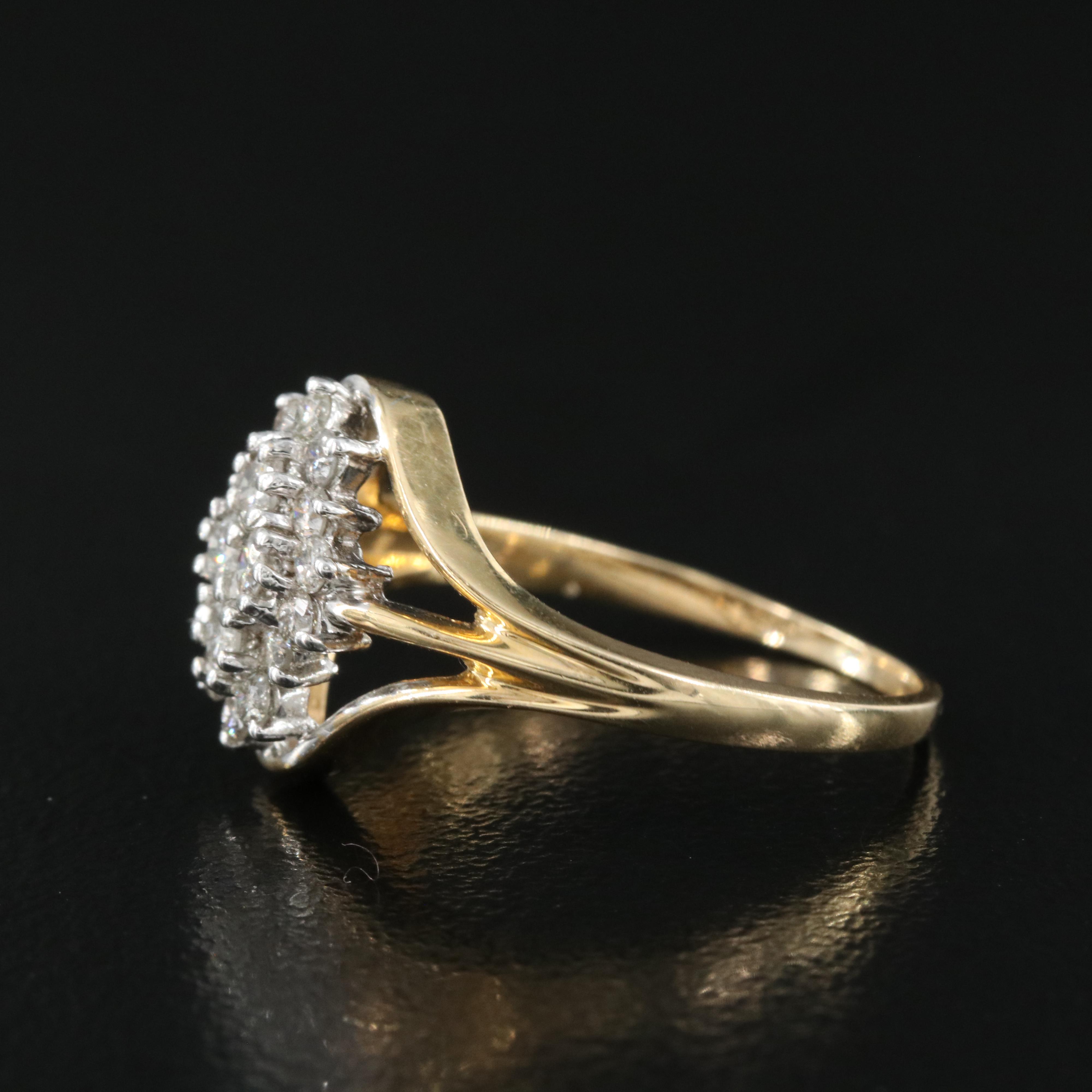 14K 0.45 CTW Diamond Cluster Ring