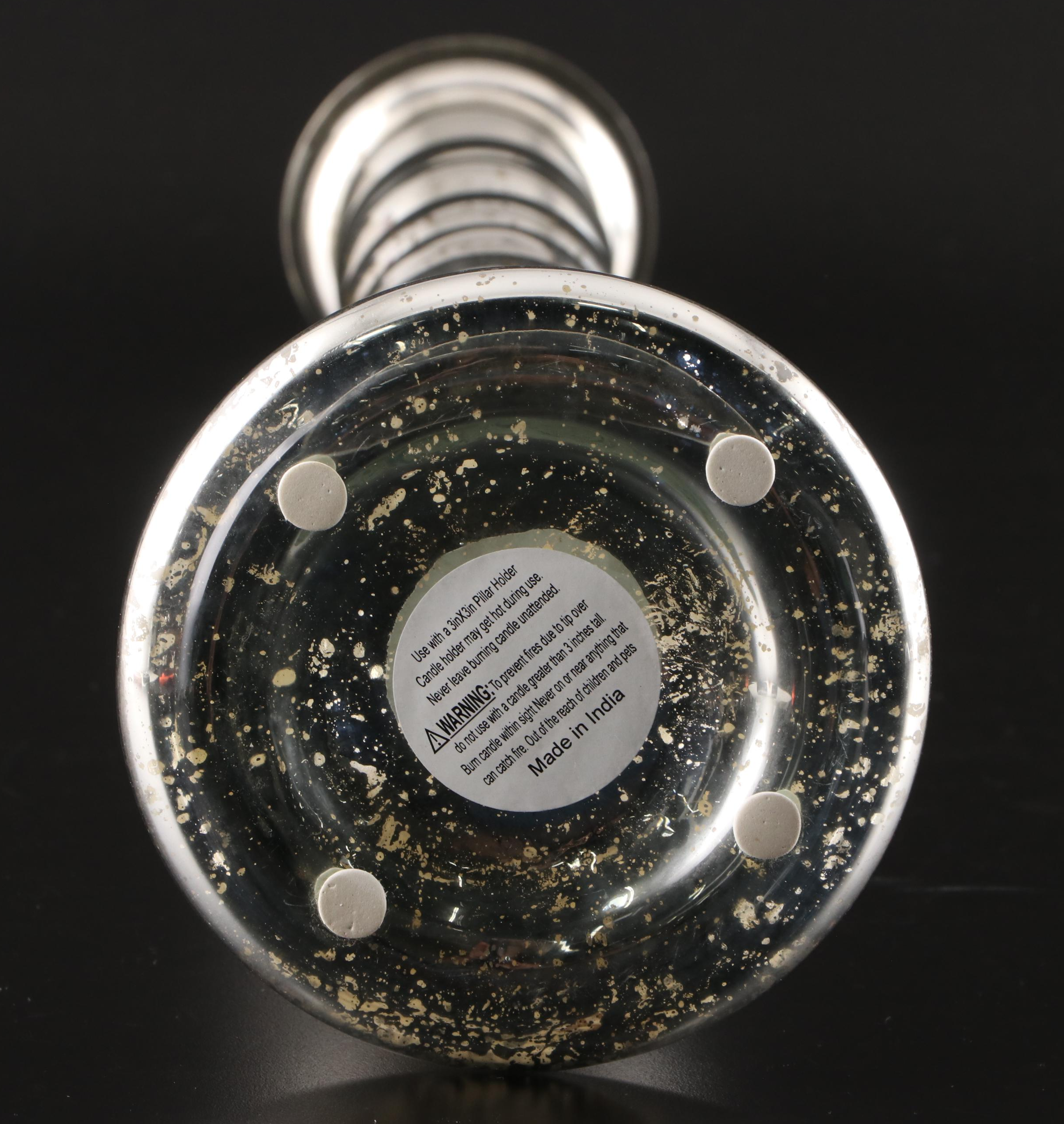 Contemporary Mercury Finish Glass Pillar Candle Holders