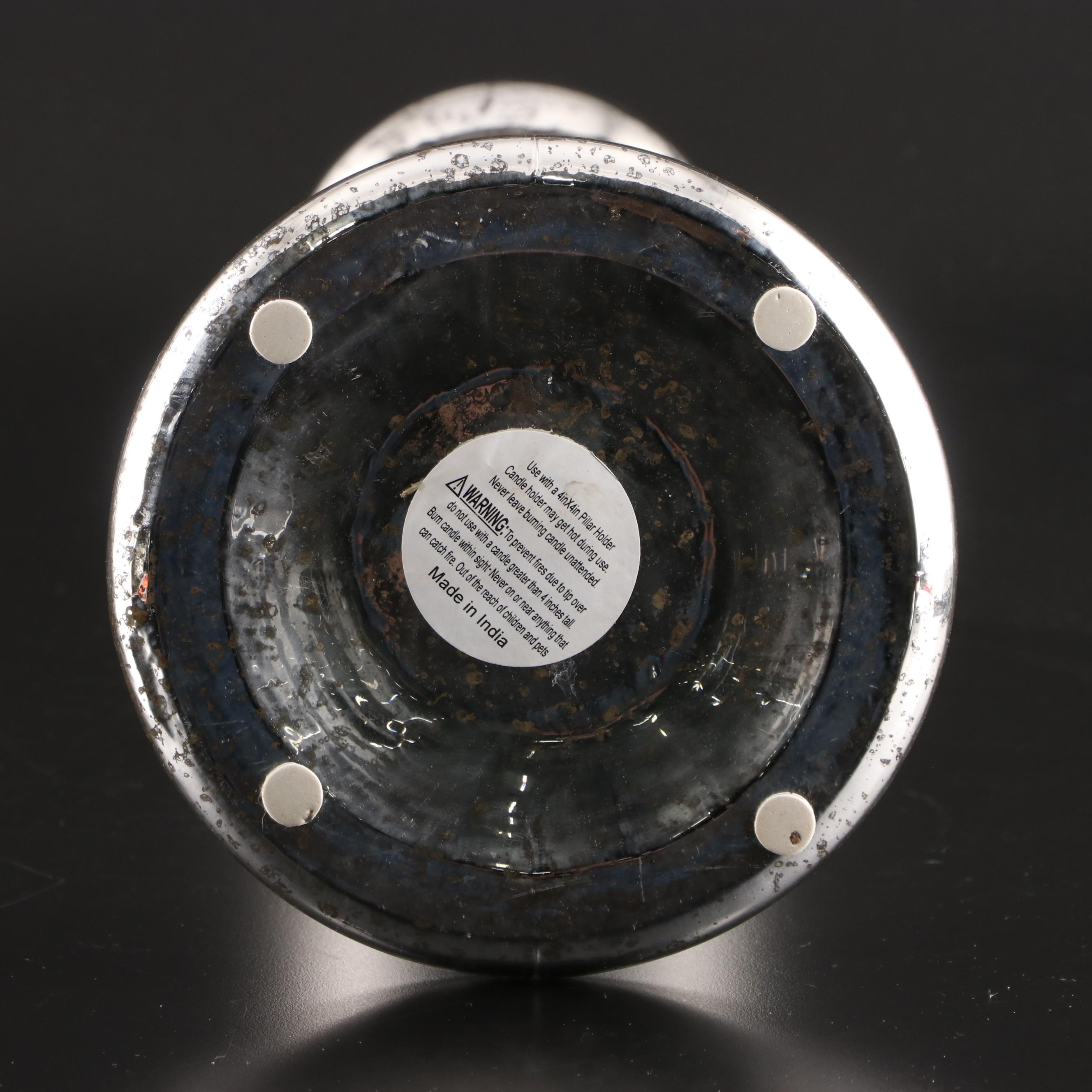 Contemporary Mercury Finish Glass Pillar Candle Holders