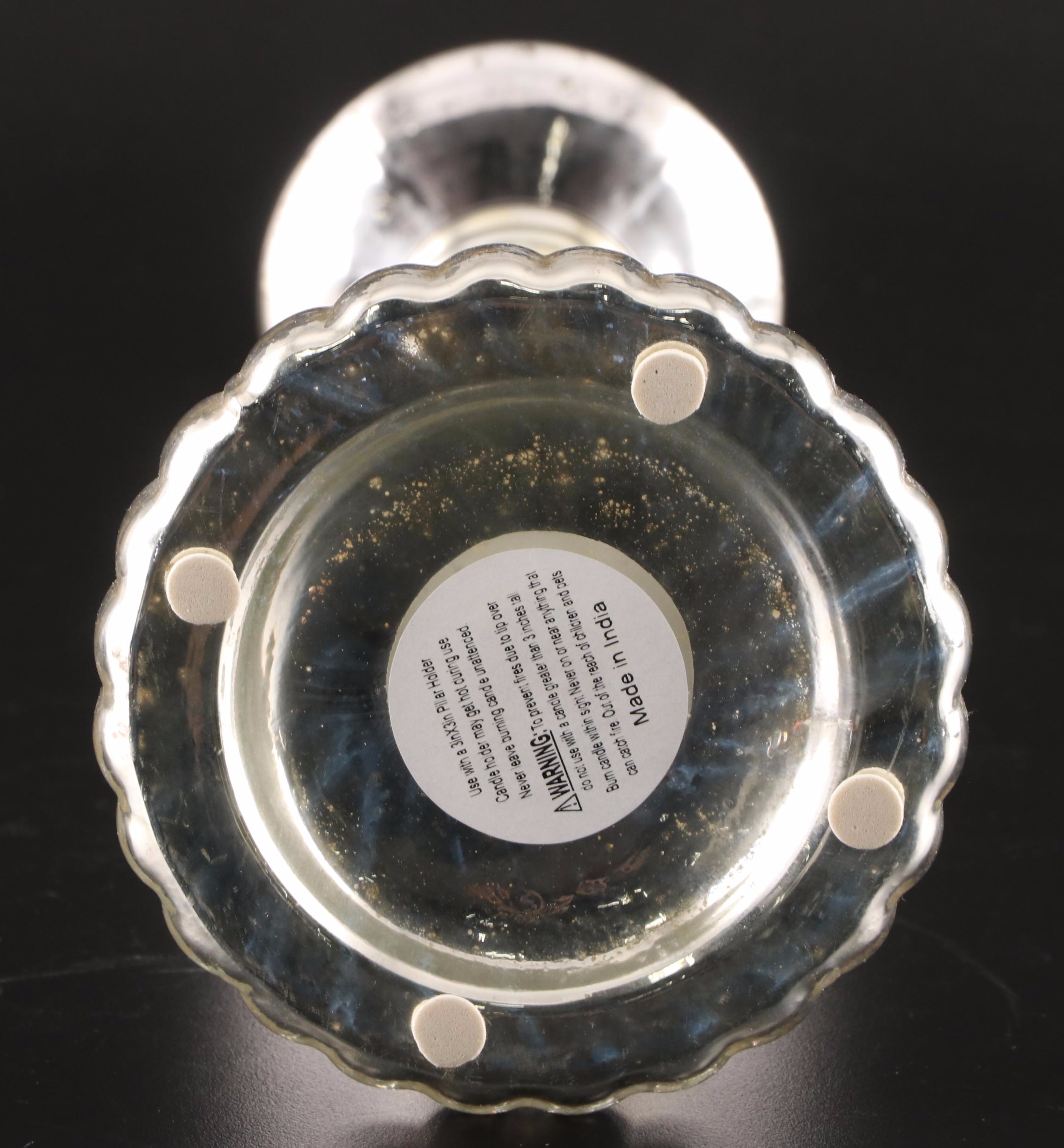 Contemporary Mercury Finish Glass Pillar Candle Holders