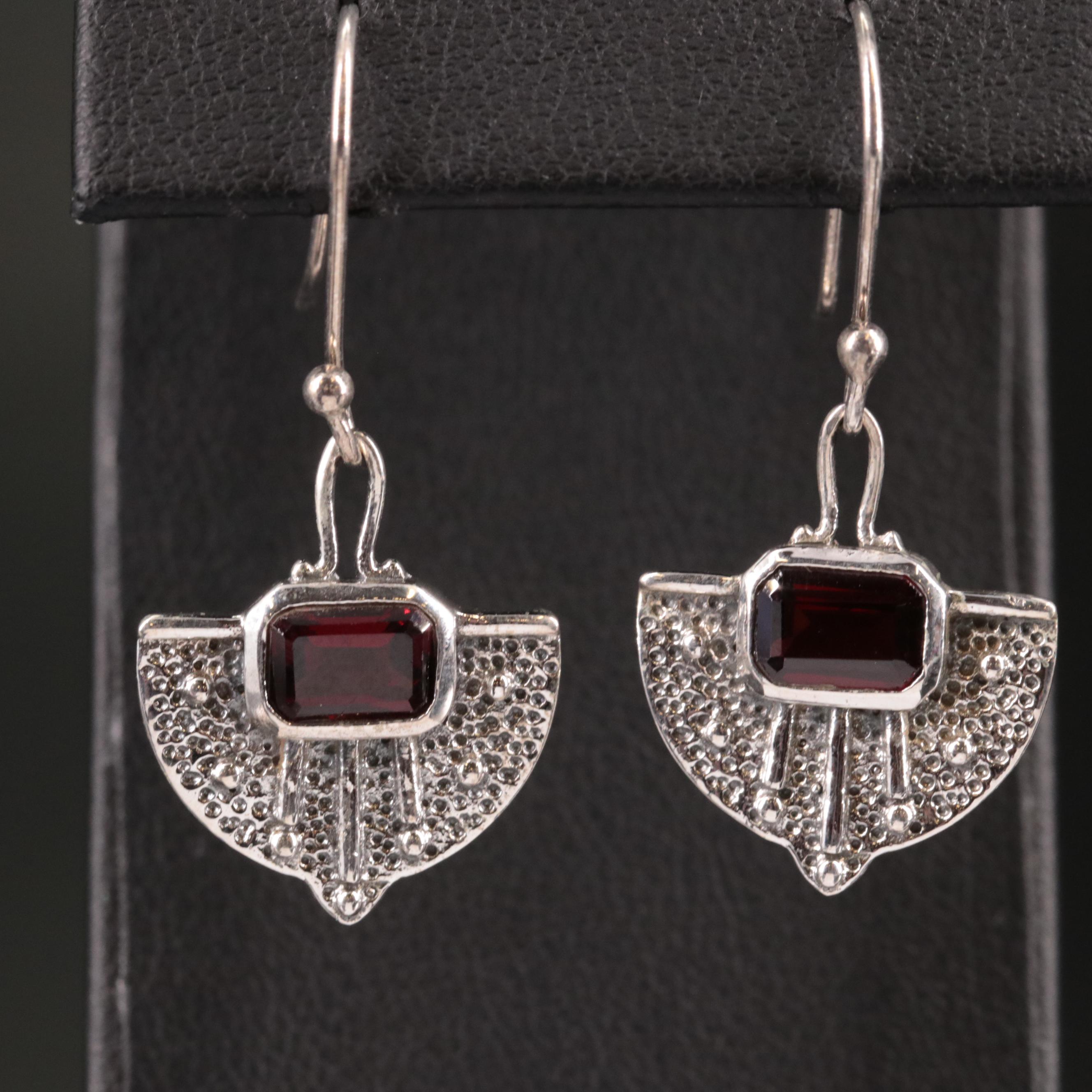 Sterling Garnet Drop Earrings